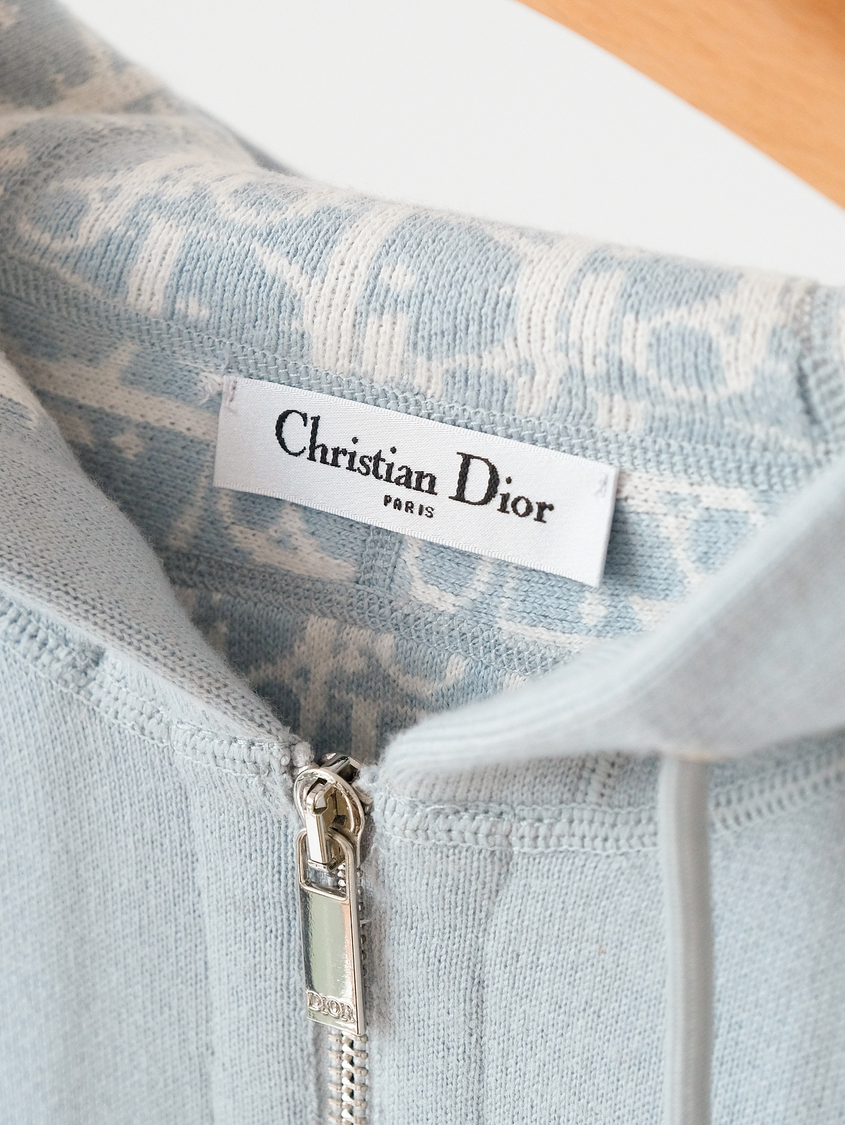 Dior blue jacquard hooded coat