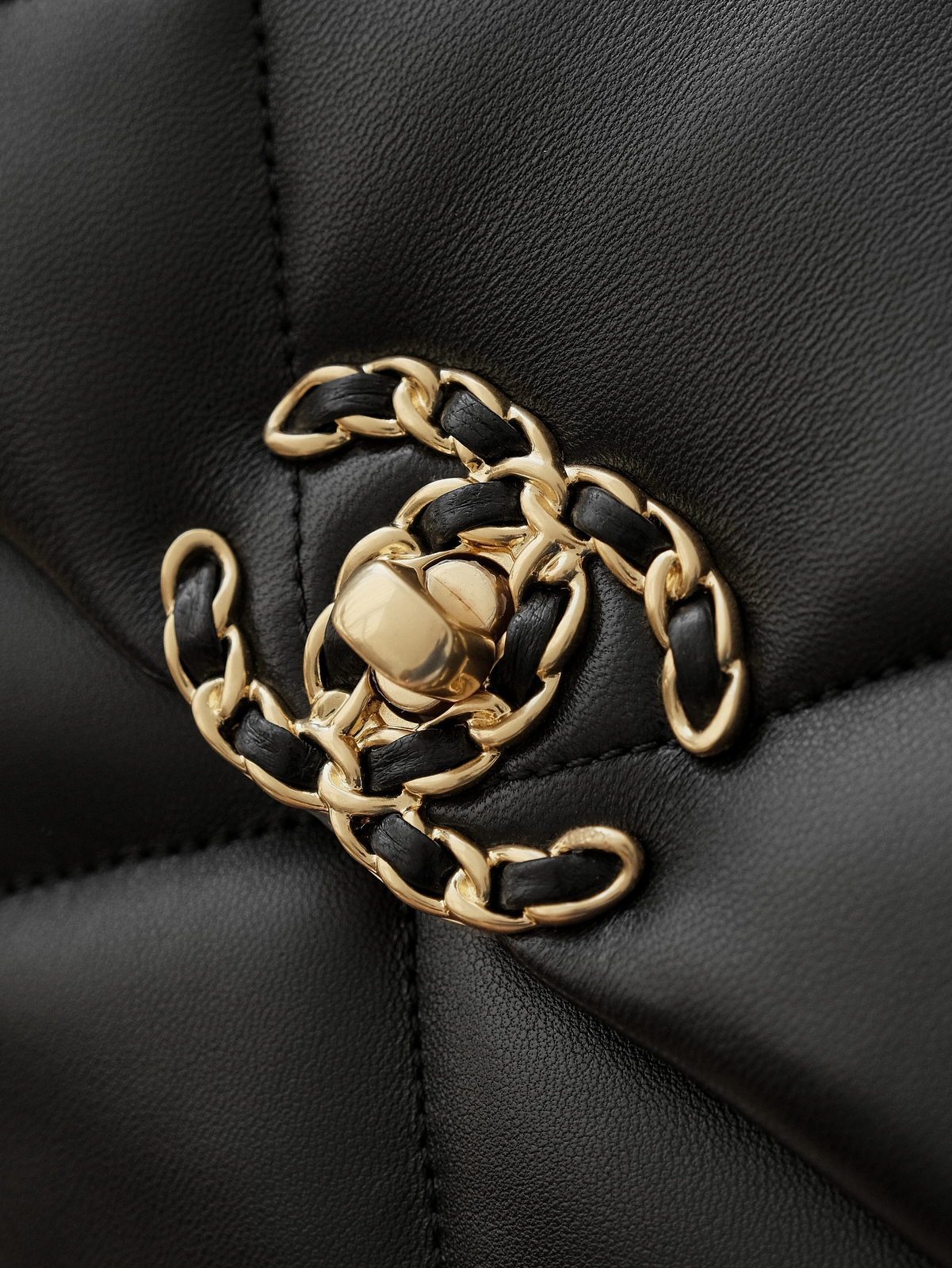Chanel 19 black gold bag