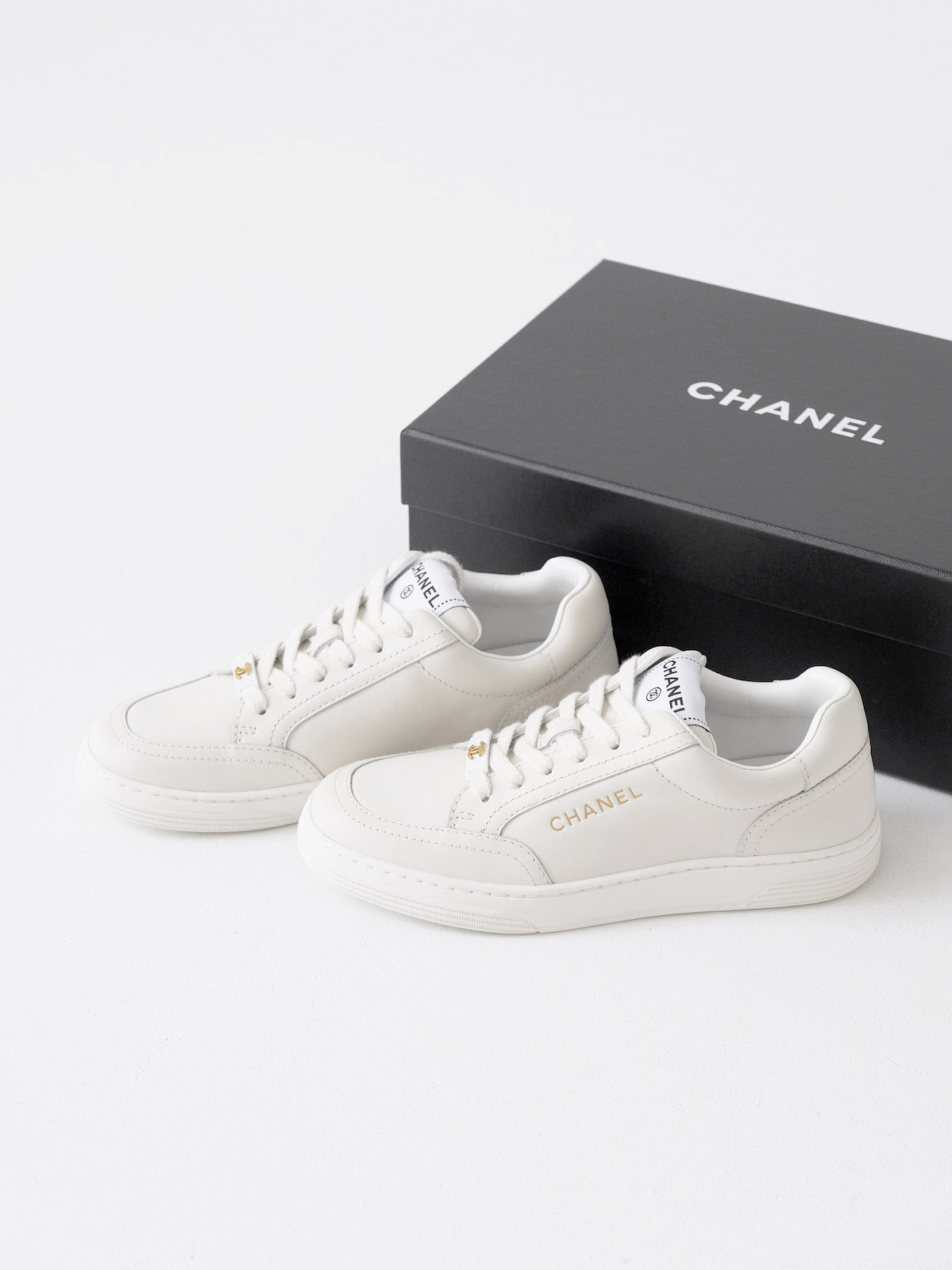 Chanel small white shoes