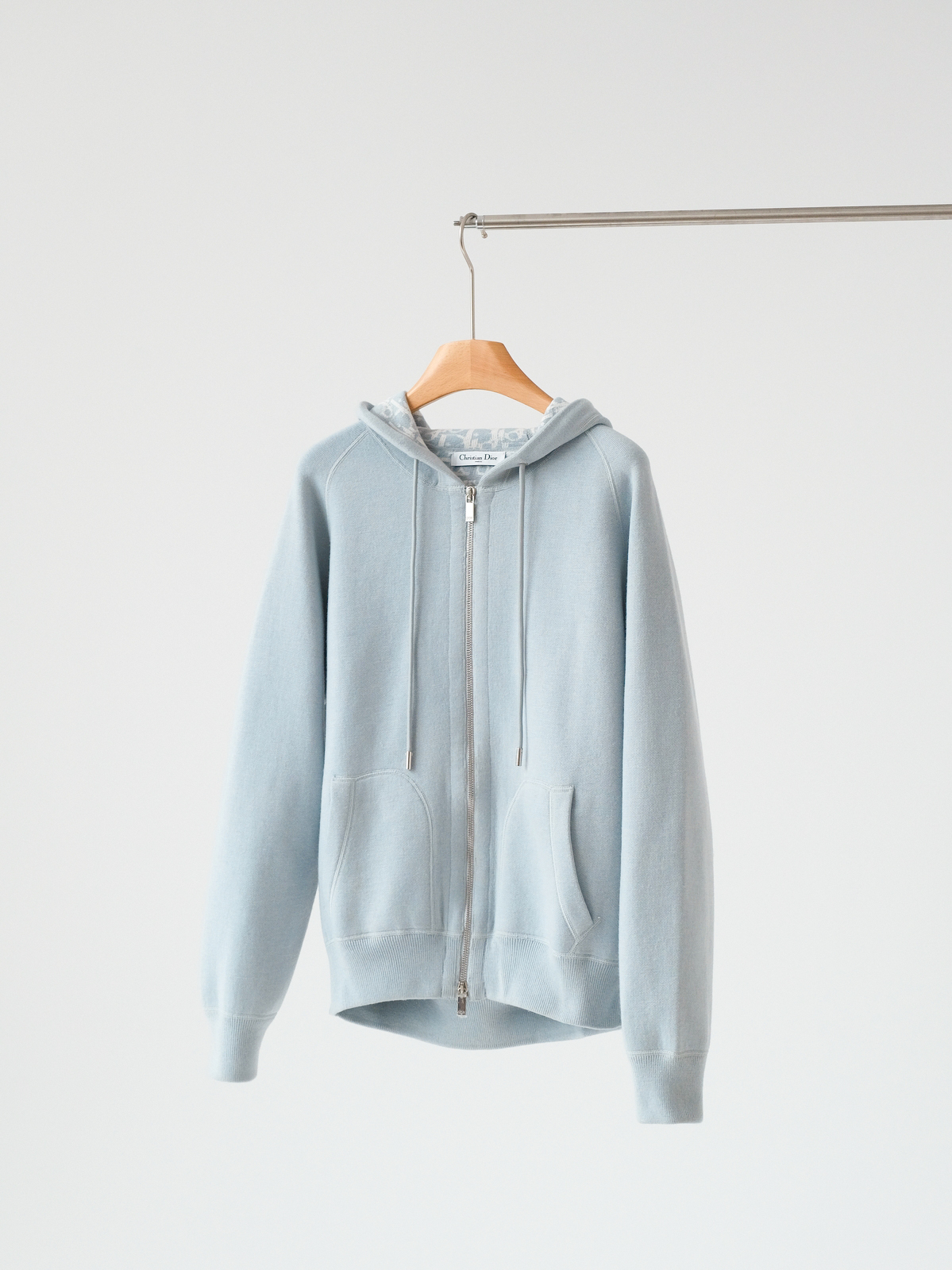 Dior blue jacquard hooded coat