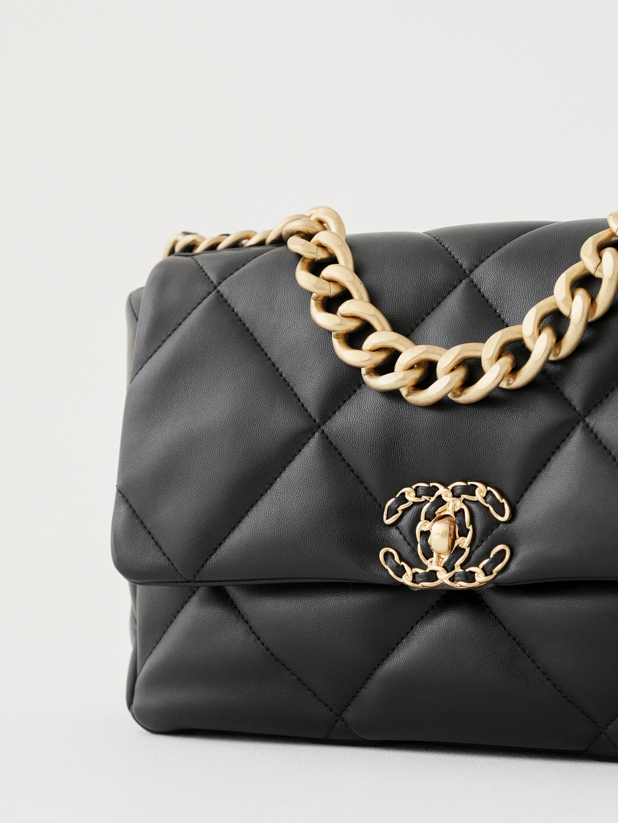 Chanel 19 black gold bag