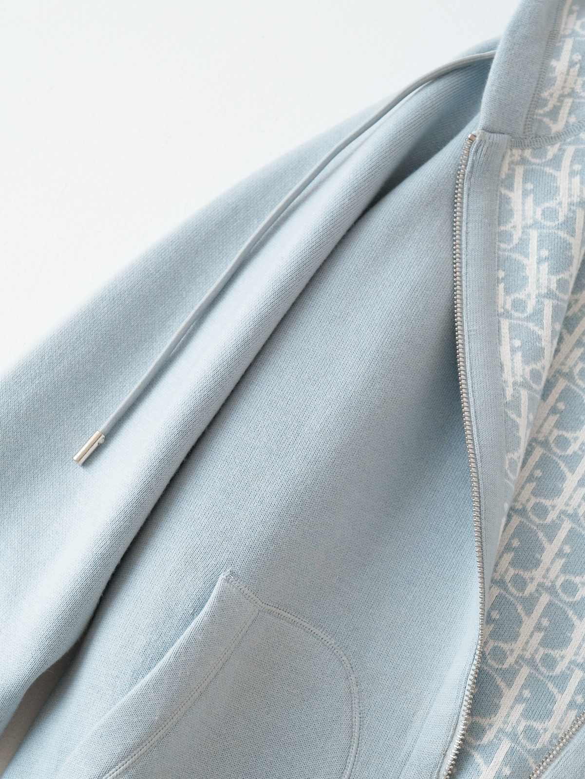 Dior blue jacquard hooded coat