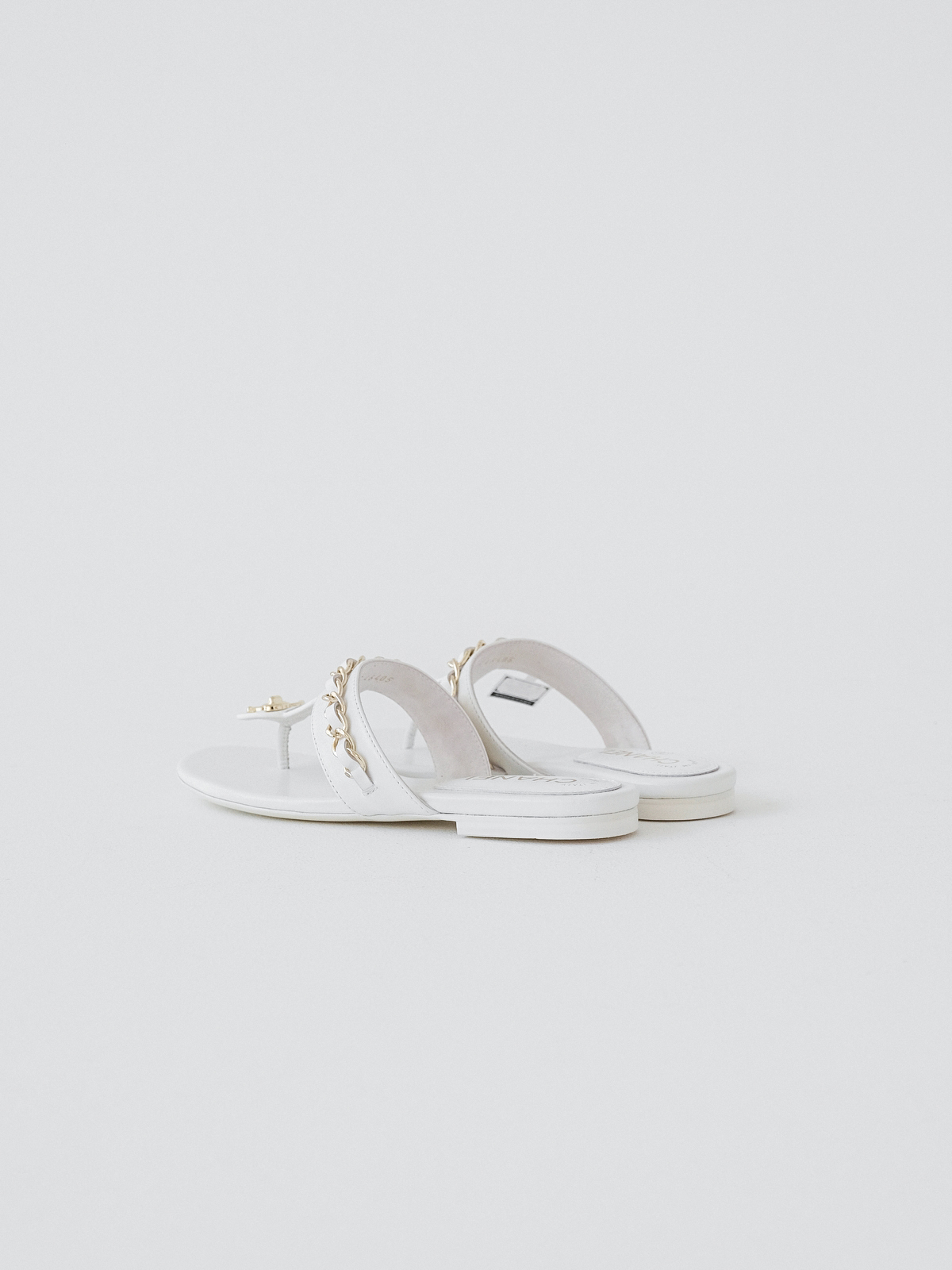 Chanel  Black gold chain flip-flops