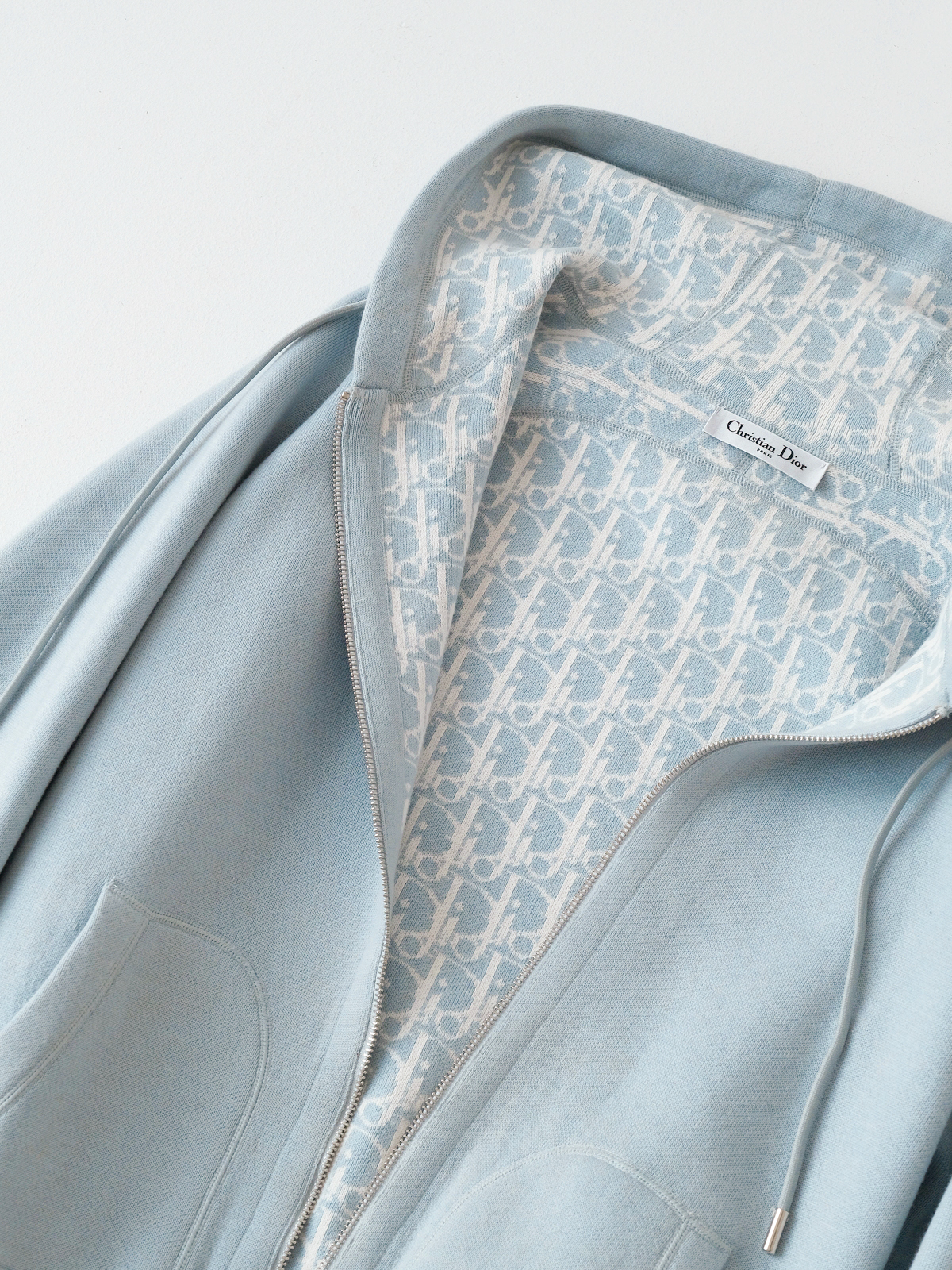 Dior blue jacquard hooded coat