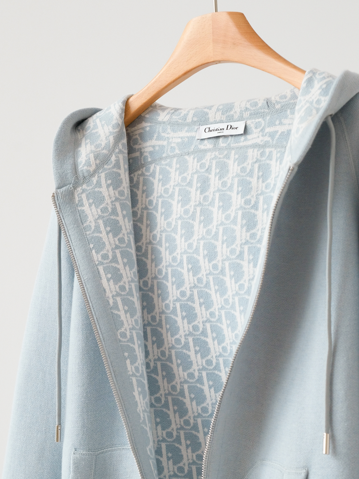 Dior blue jacquard hooded coat