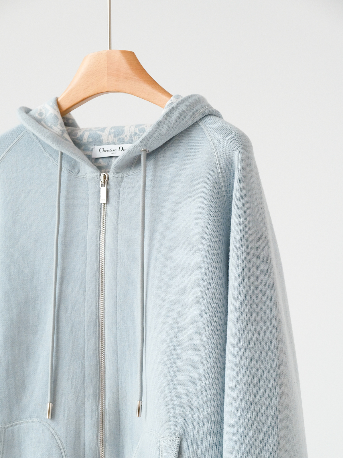 Dior blue jacquard hooded coat