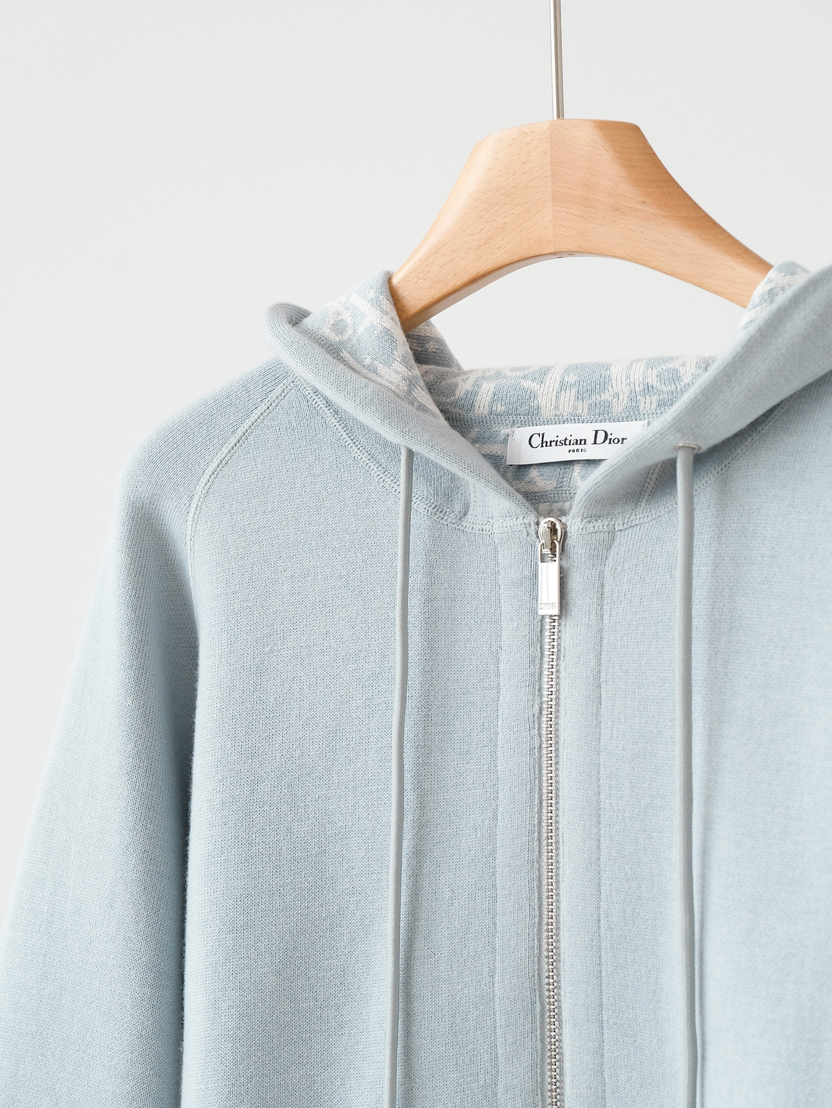 Dior blue jacquard hooded coat