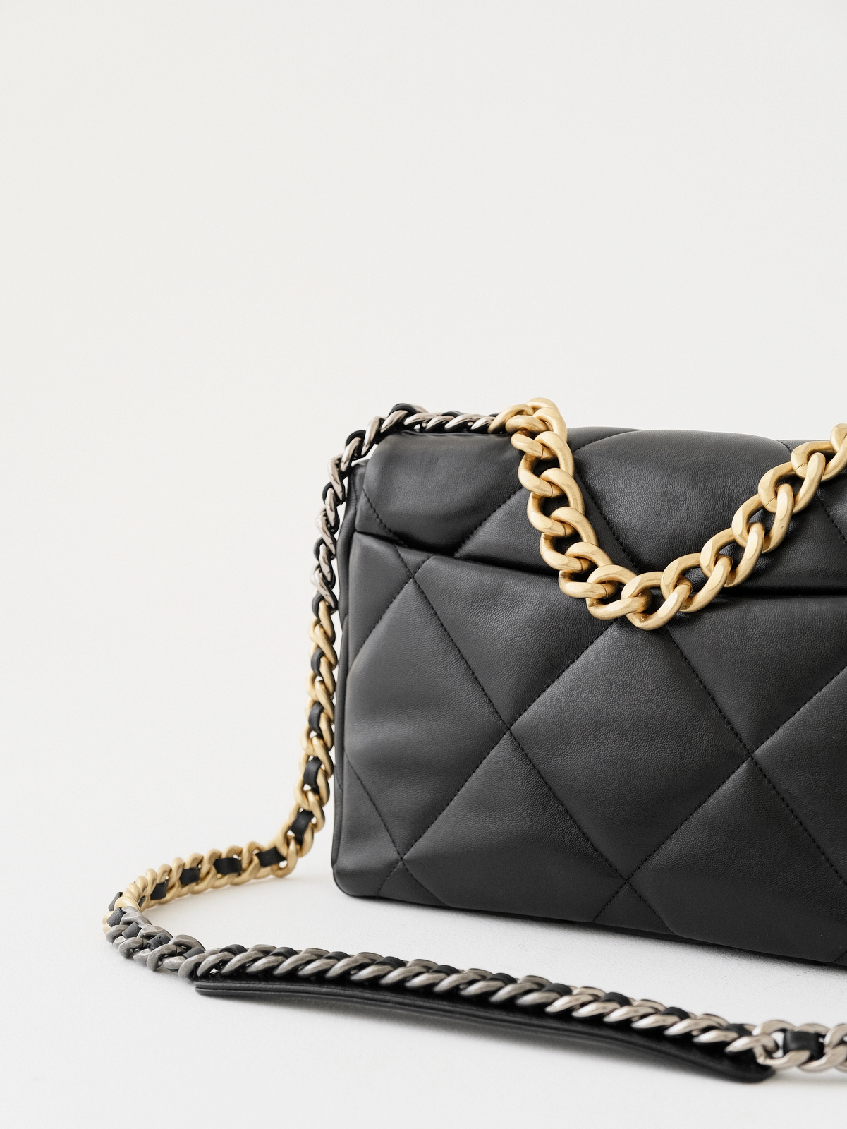 Chanel 19 black gold bag