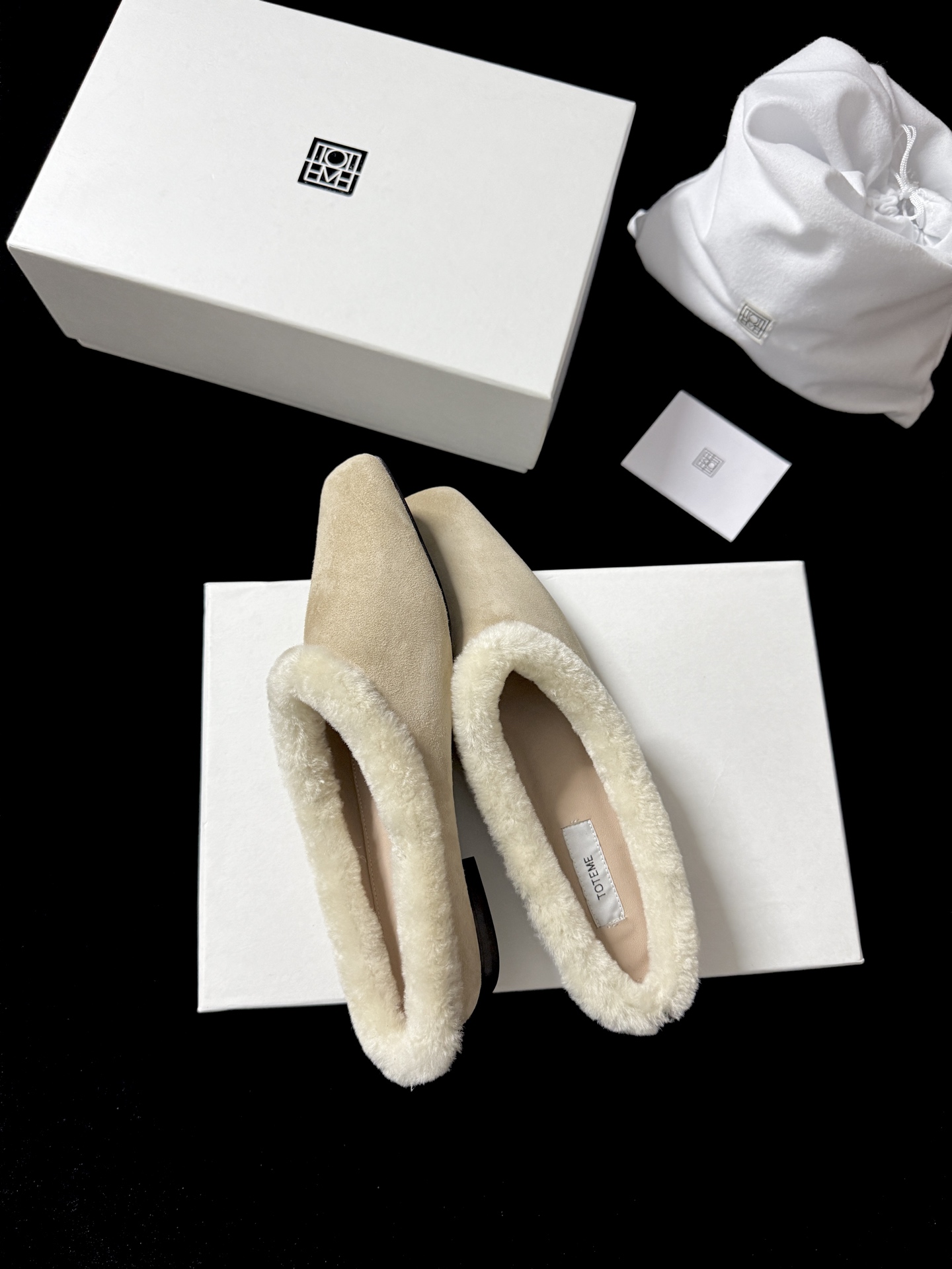 TOTEME Faux Fur Square-Toe Slides