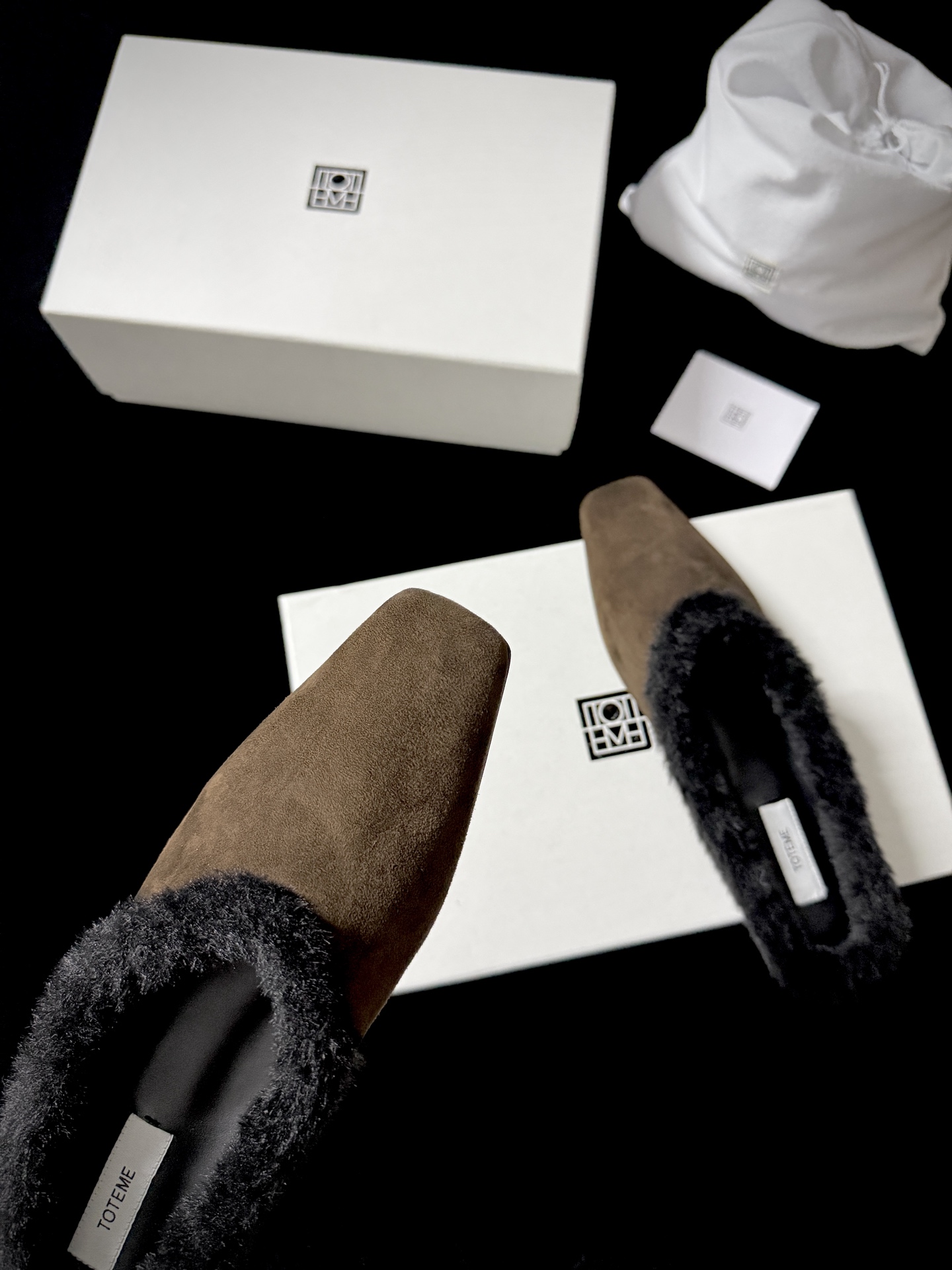 TOTEME Faux Fur Square-Toe Slides