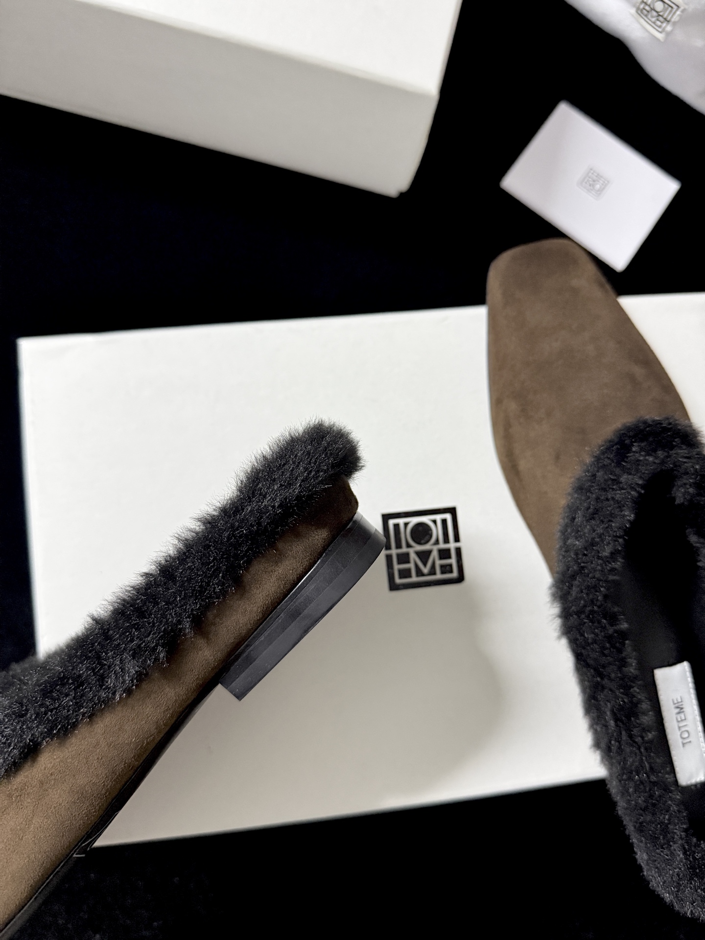 TOTEME Faux Fur Square-Toe Slides