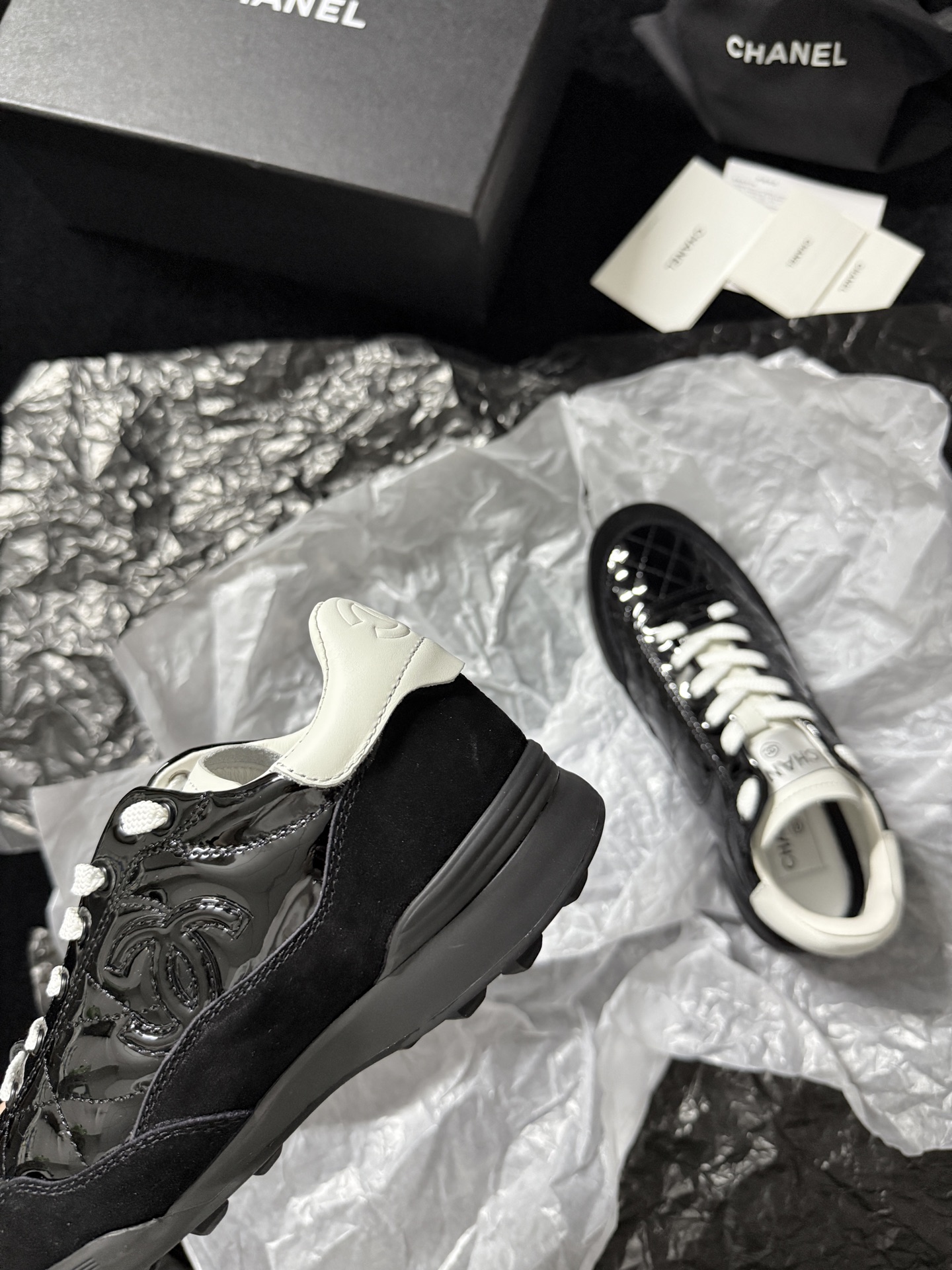 Chanel Silver Wing Sneakers