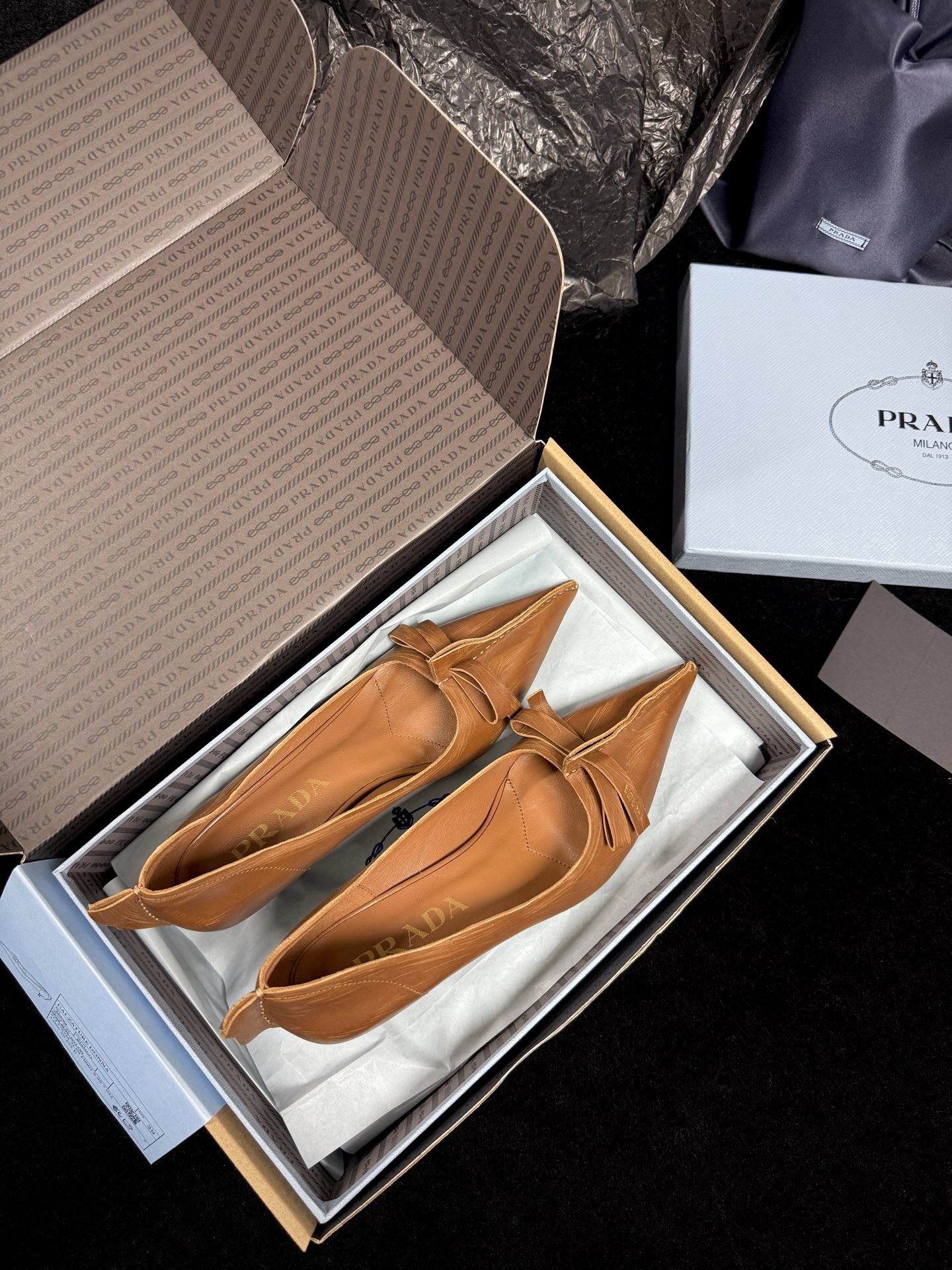 Prada Pointed-Toe Bow Flats