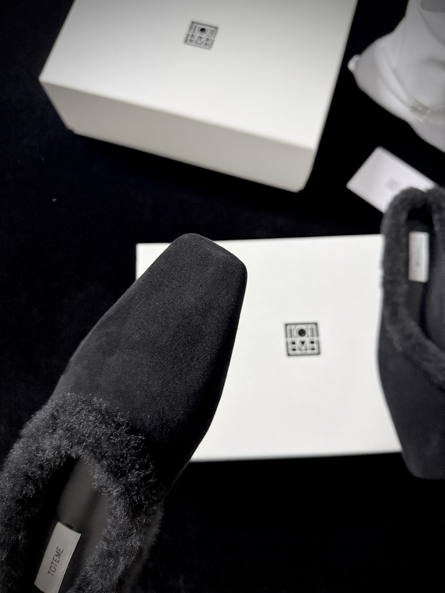 TOTEME Faux Fur Square-Toe Slides