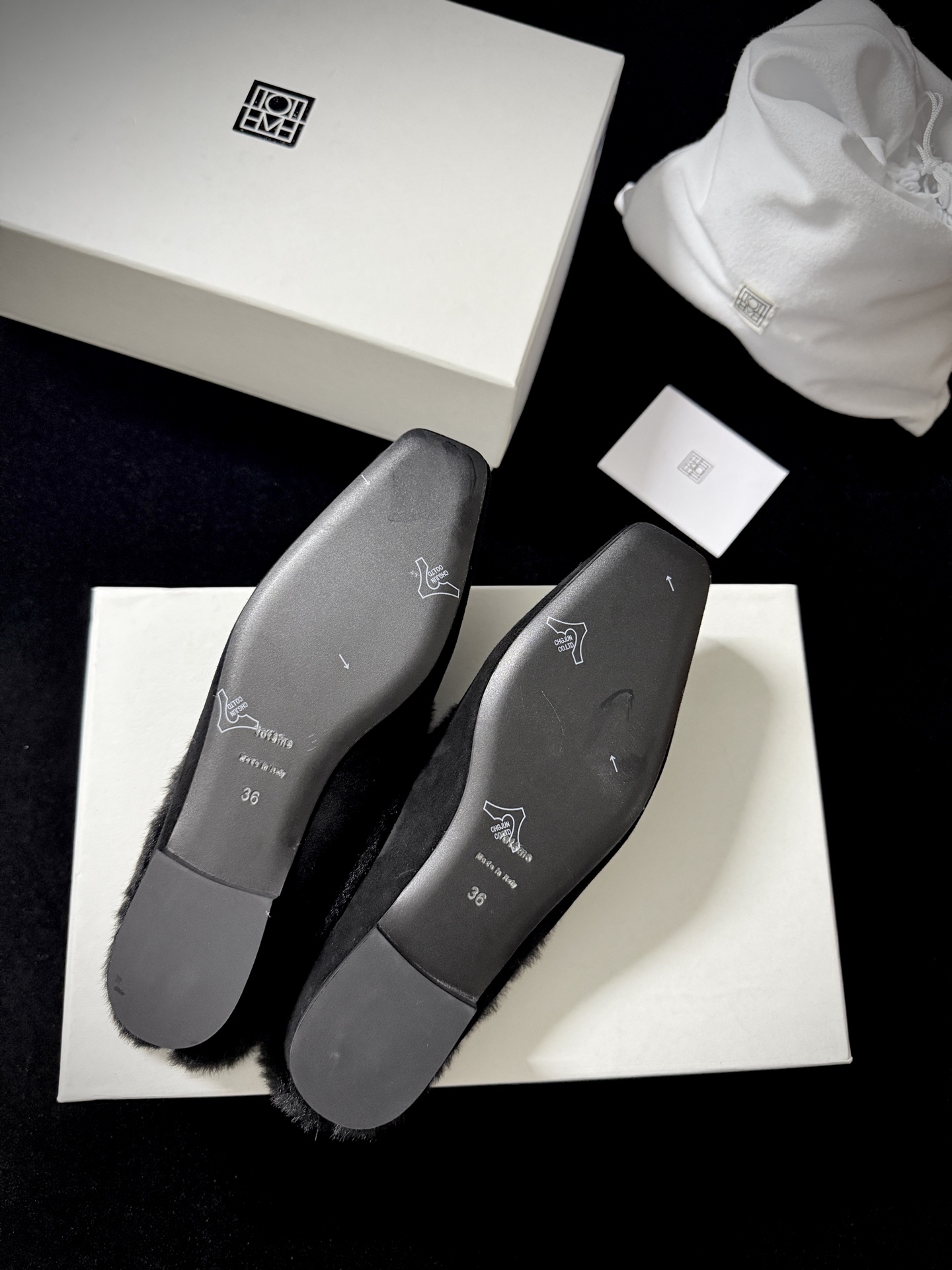 TOTEME Faux Fur Square-Toe Slides