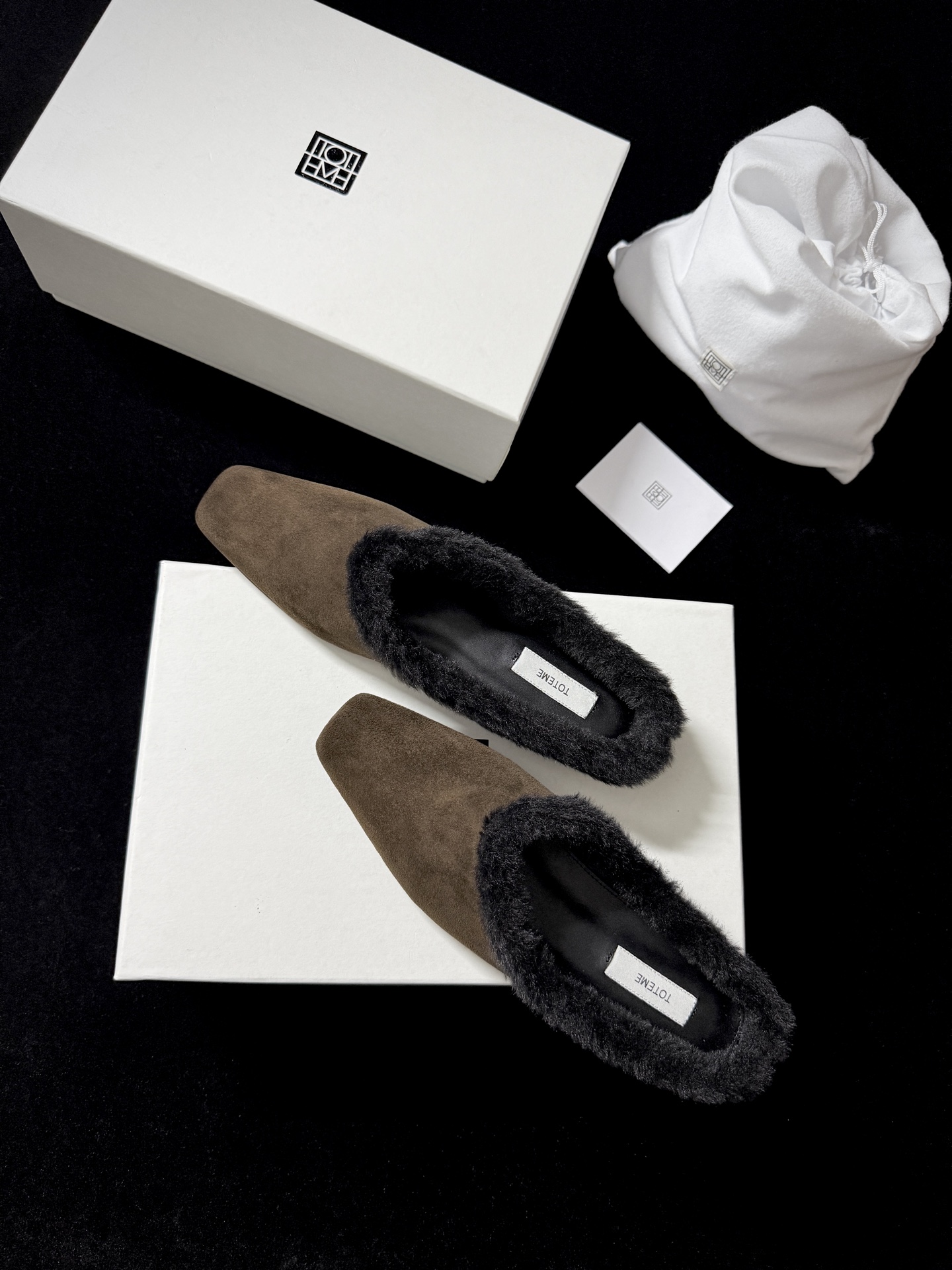TOTEME Faux Fur Square-Toe Slides