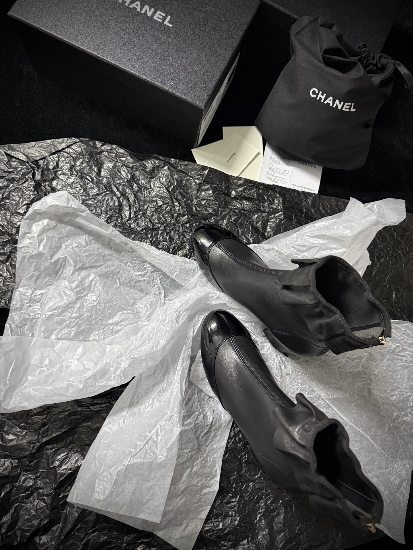 Chanel ruffled ankle boots