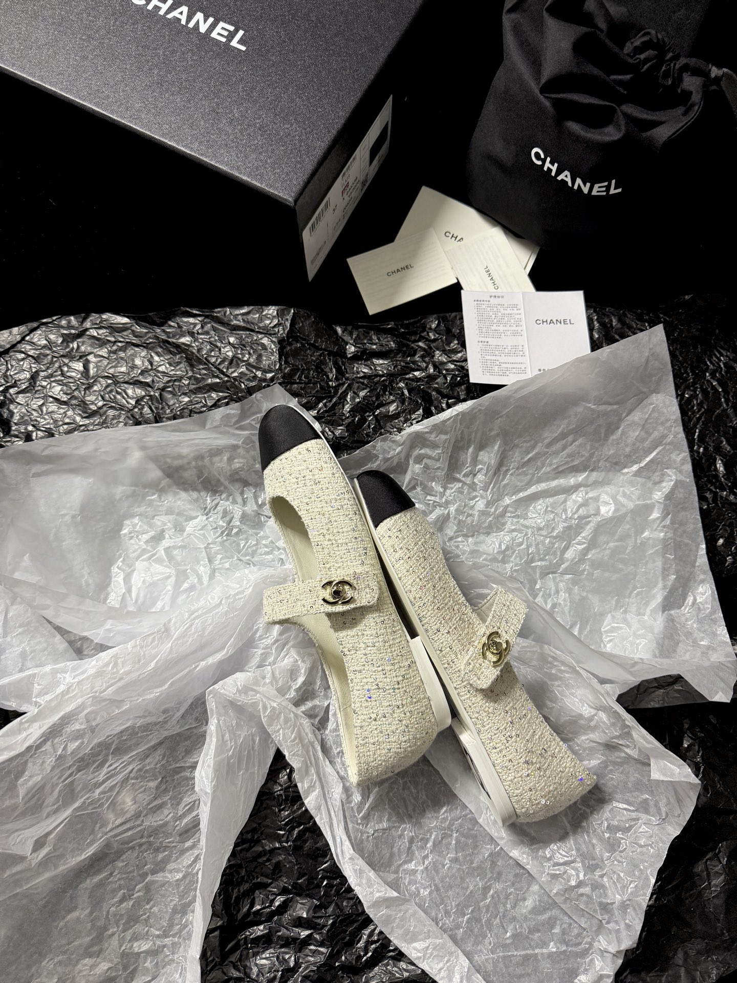 Chanel Tweed Mary Jane Shoes