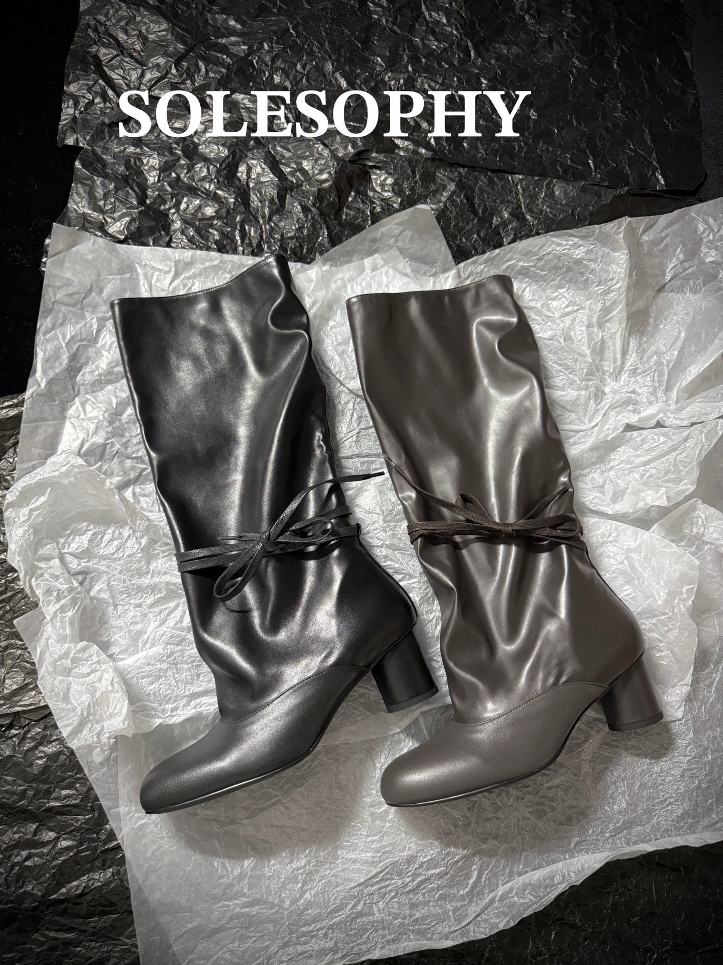 SOLESOPHY Soft Leather Mid-Calf Boots
