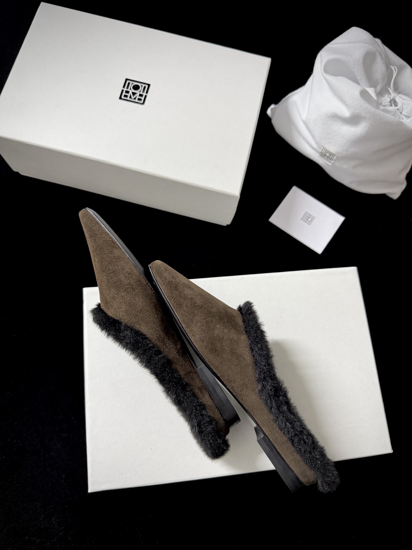 TOTEME Faux Fur Square-Toe Slides