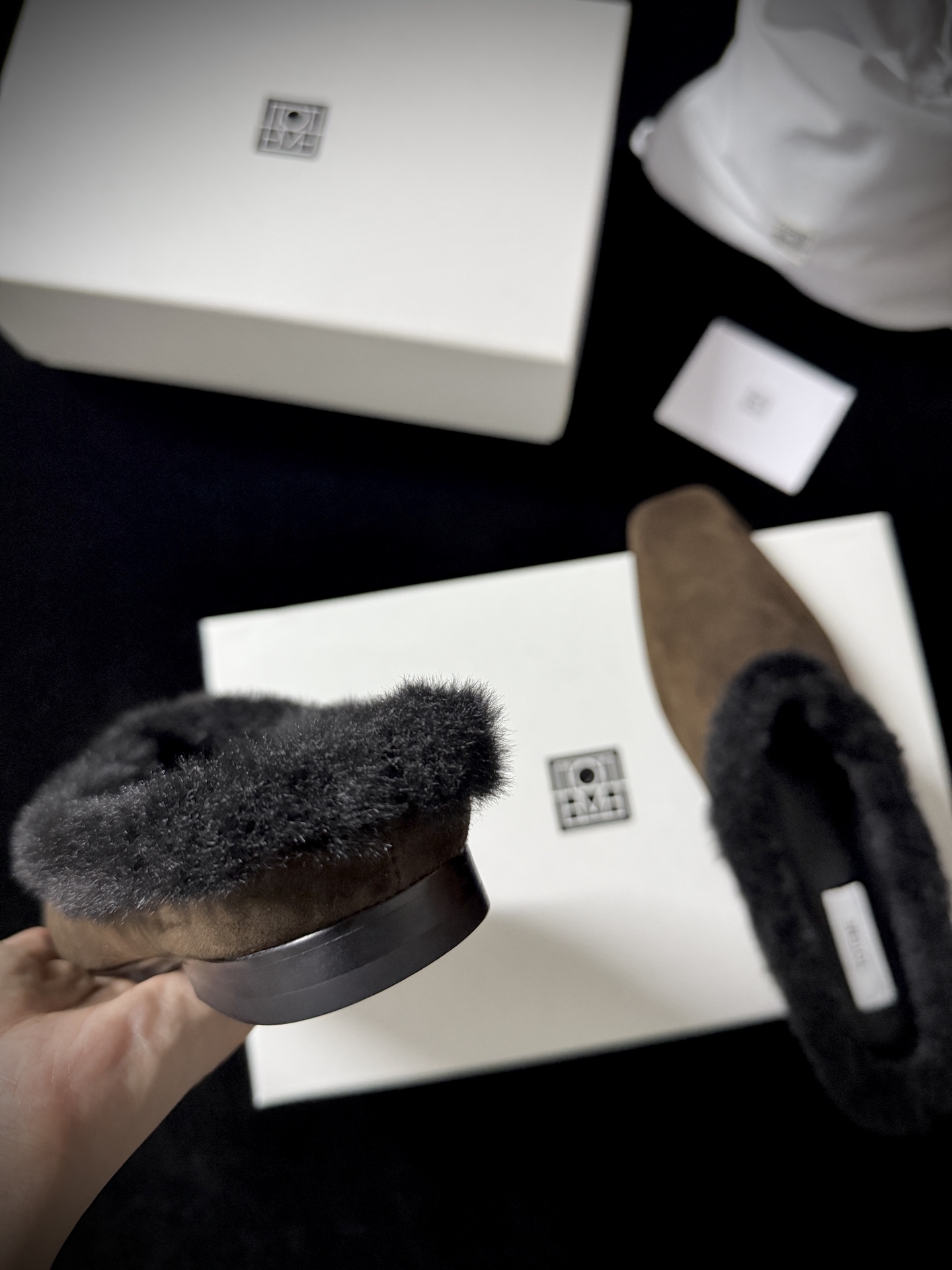 TOTEME Faux Fur Square-Toe Slides