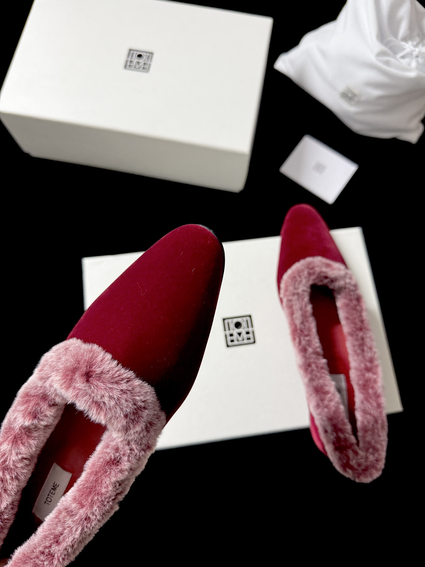 TOTEME Faux Fur Square-Toe Slides