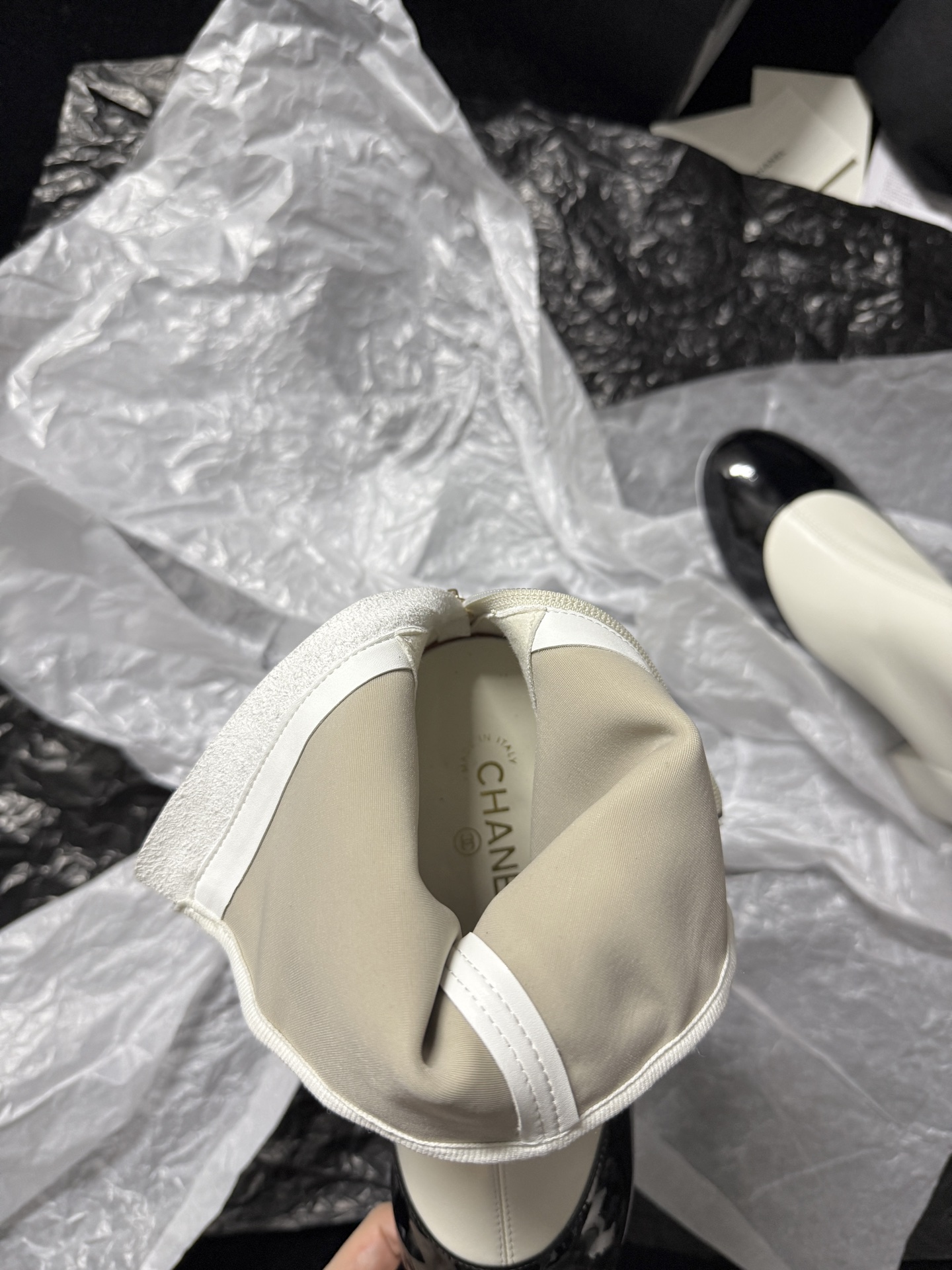 Chanel ruffled ankle boots