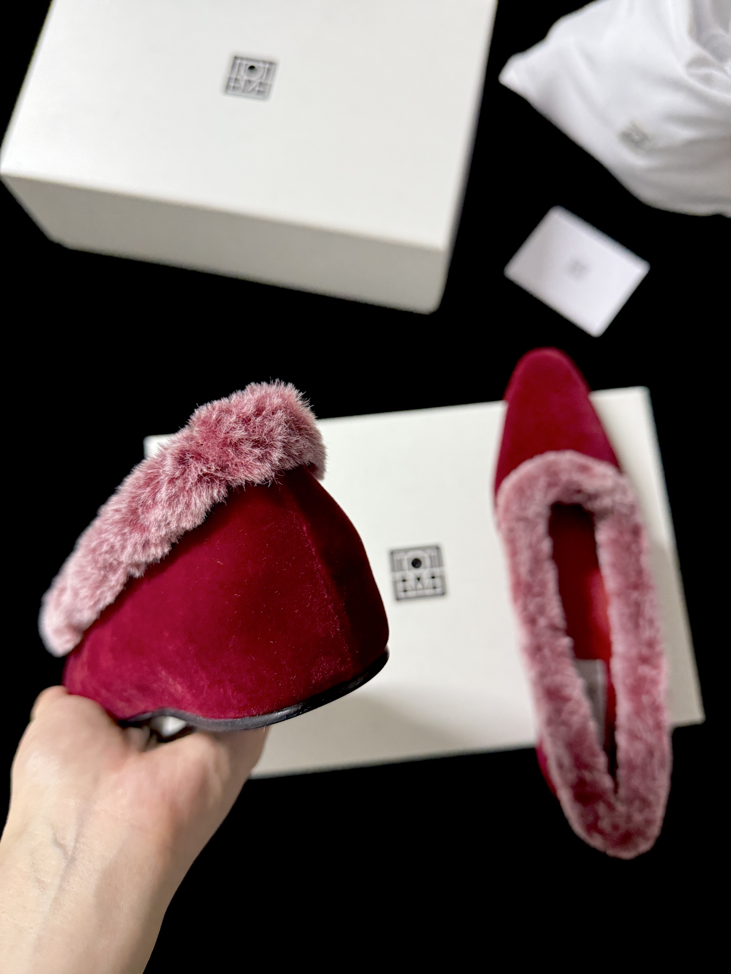 TOTEME Faux Fur Square-Toe Slides