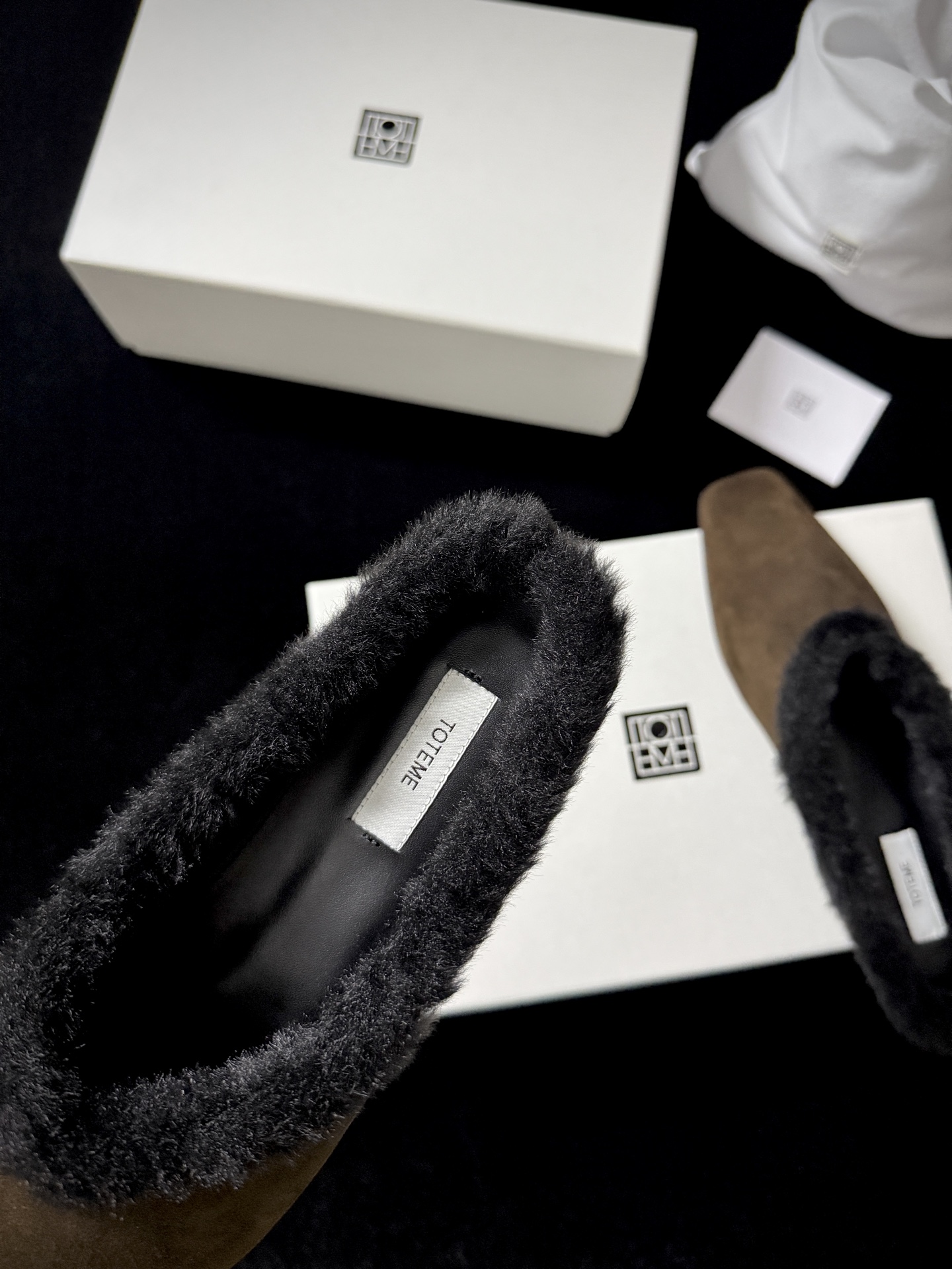 TOTEME Faux Fur Square-Toe Slides