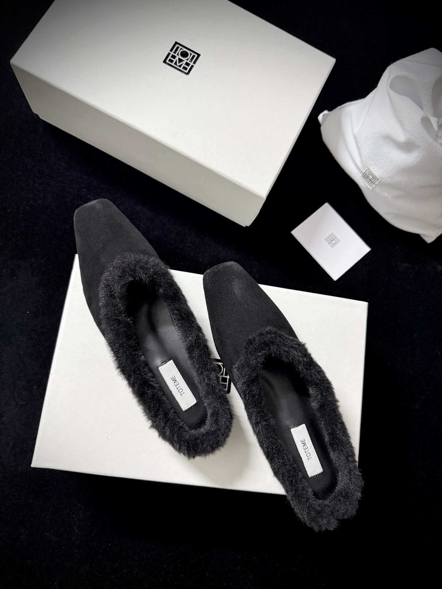 TOTEME Faux Fur Square-Toe Slides