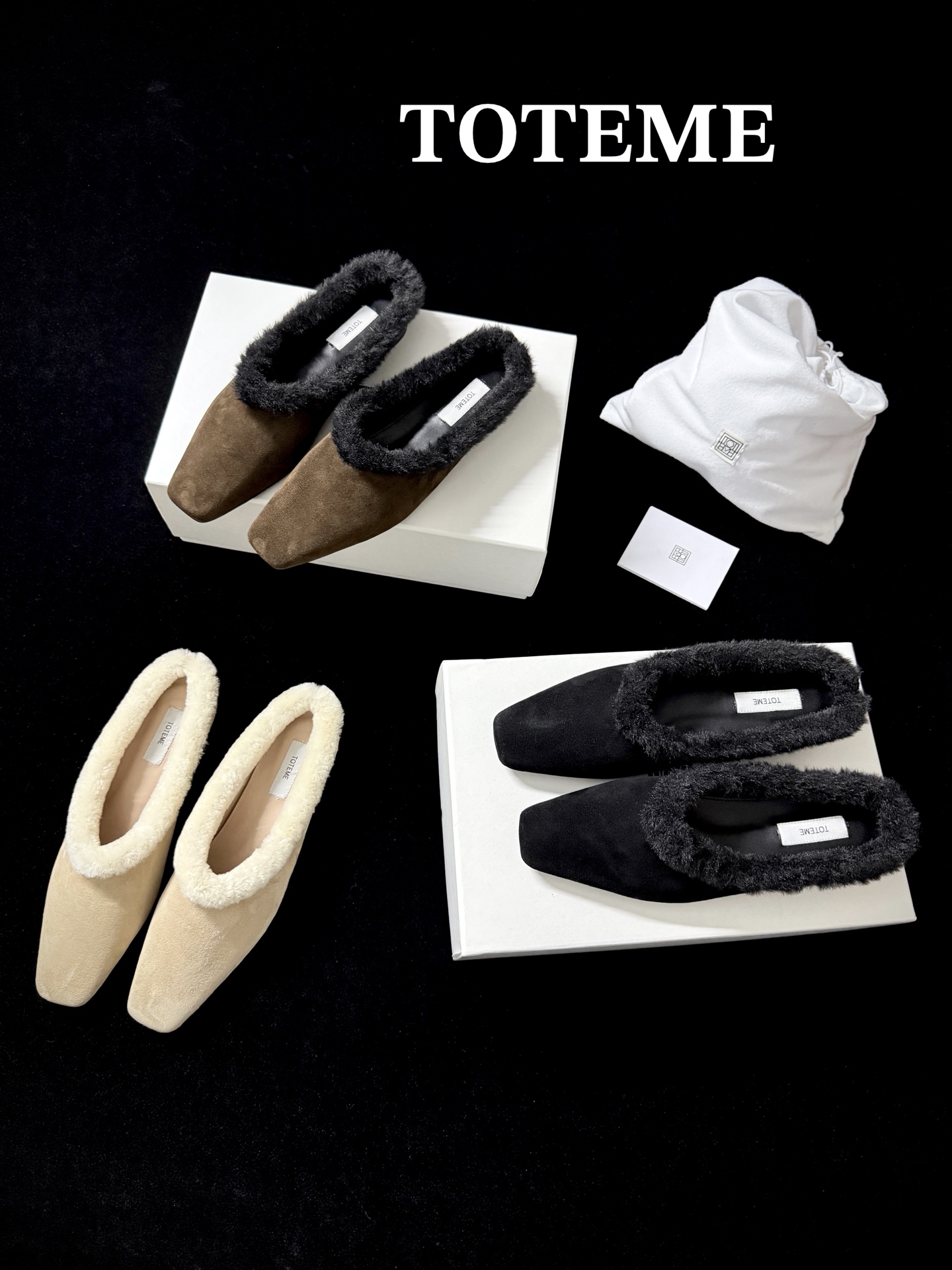 TOTEME Faux Fur Square-Toe Slides