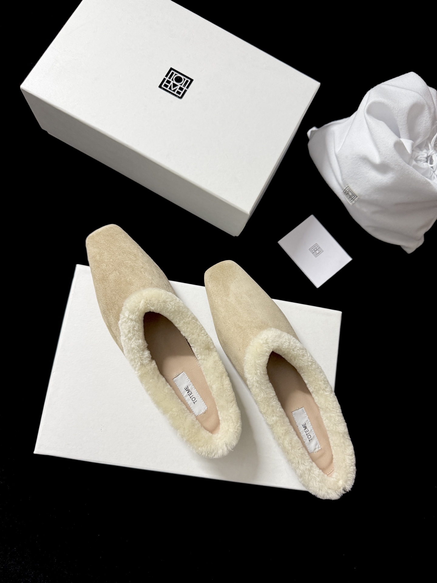 TOTEME Faux Fur Square-Toe Slides