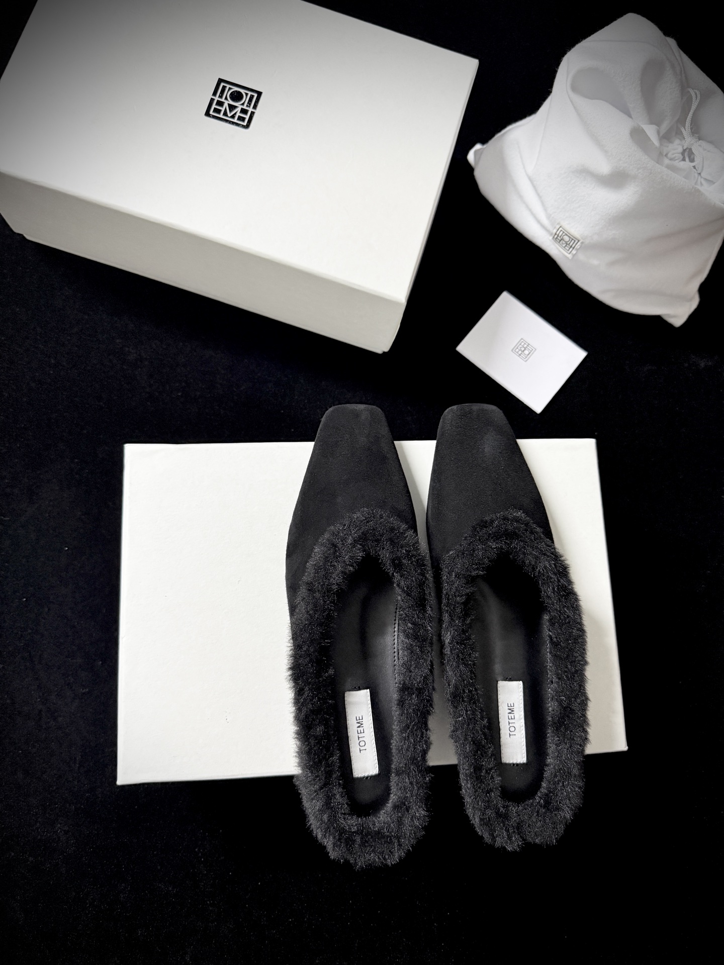 TOTEME Faux Fur Square-Toe Slides