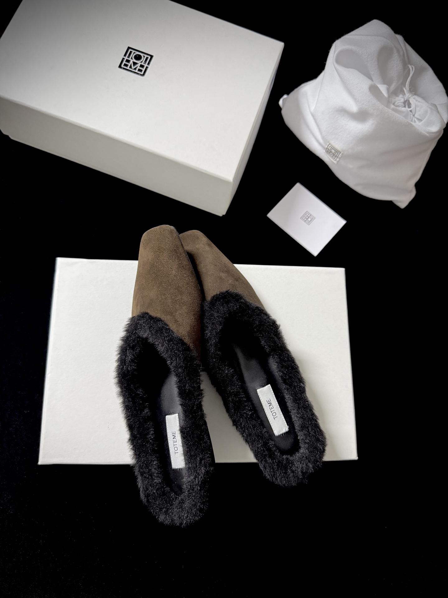 TOTEME Faux Fur Square-Toe Slides