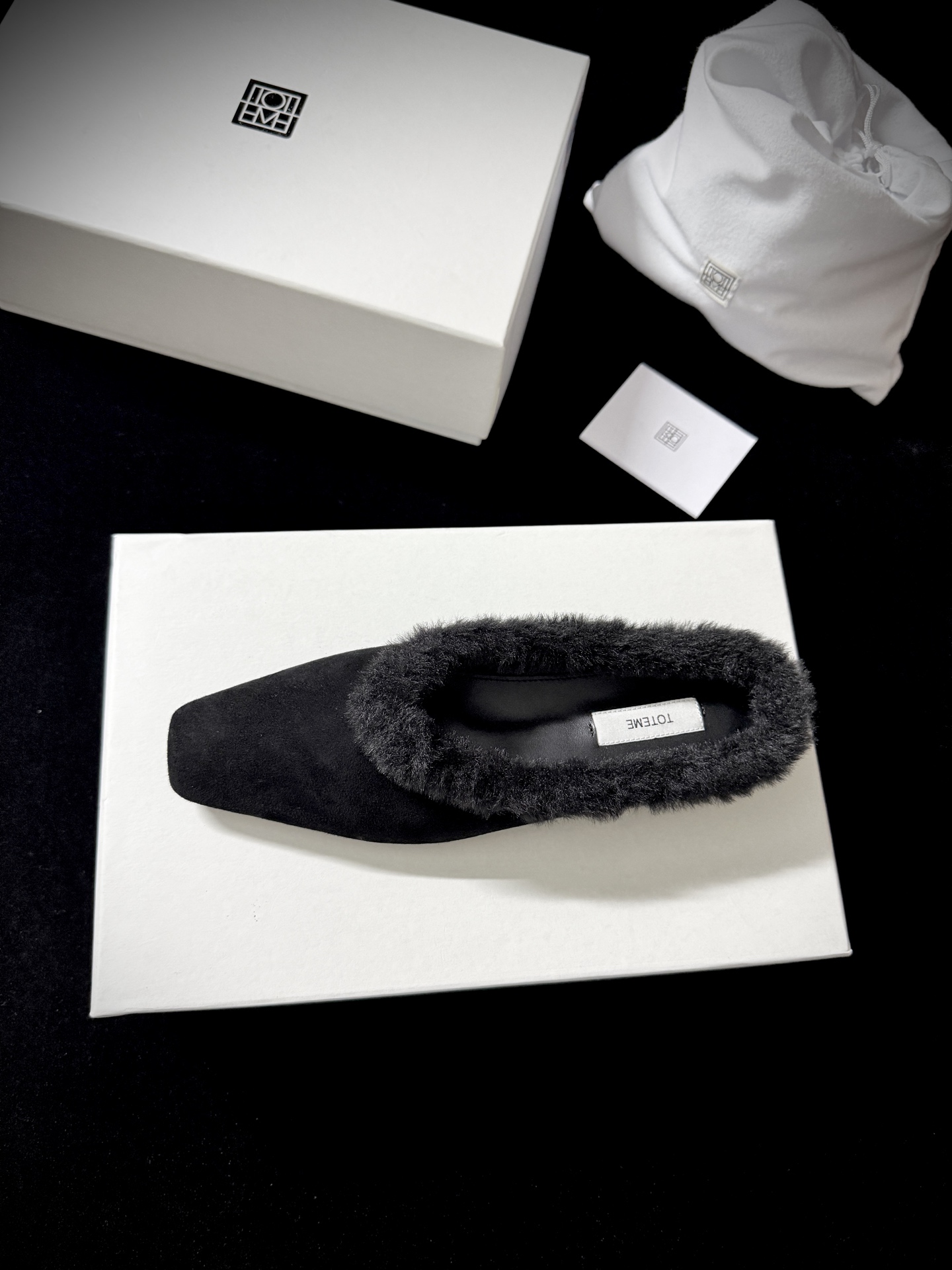 TOTEME Faux Fur Square-Toe Slides