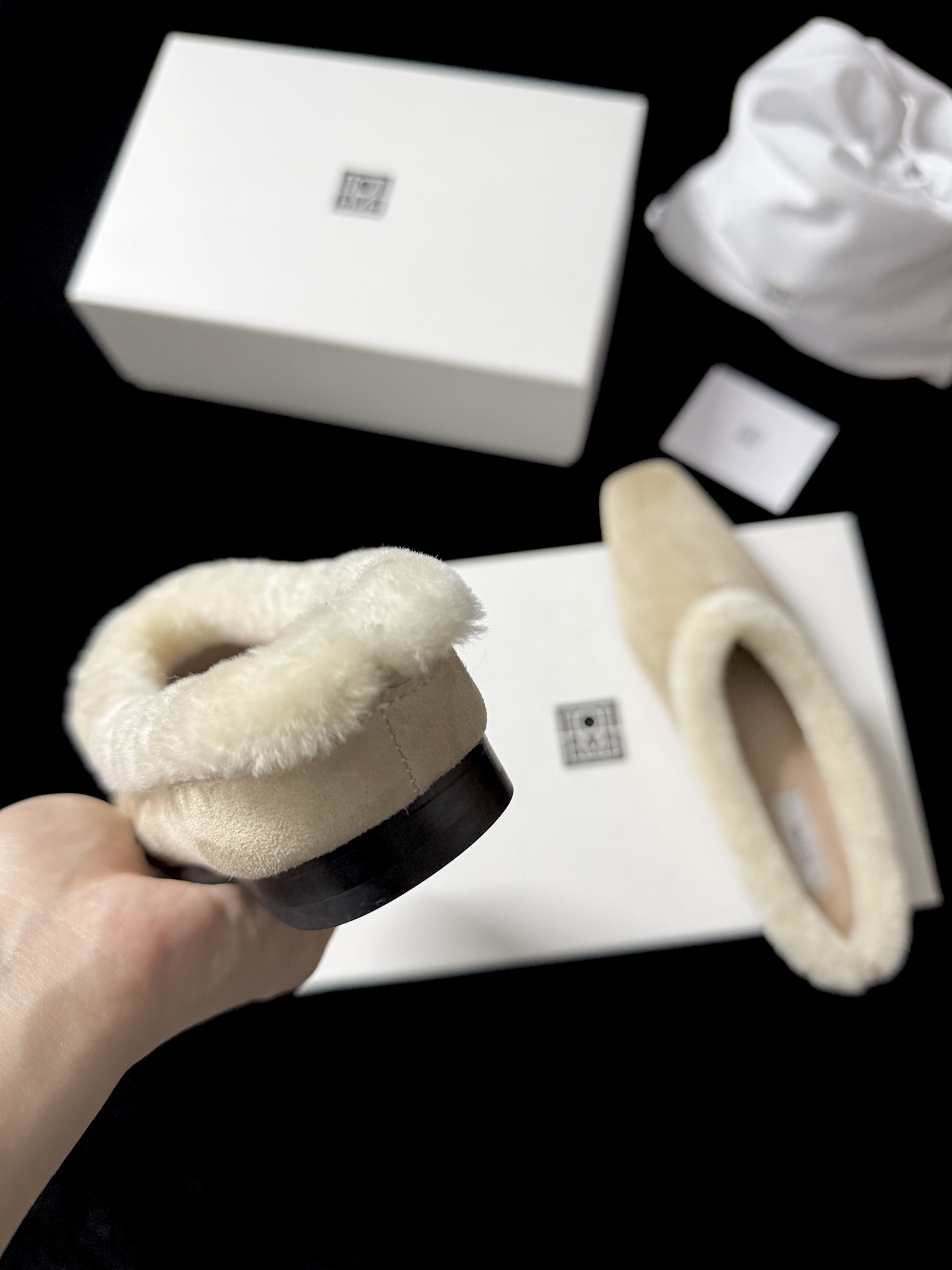 TOTEME Faux Fur Square-Toe Slides