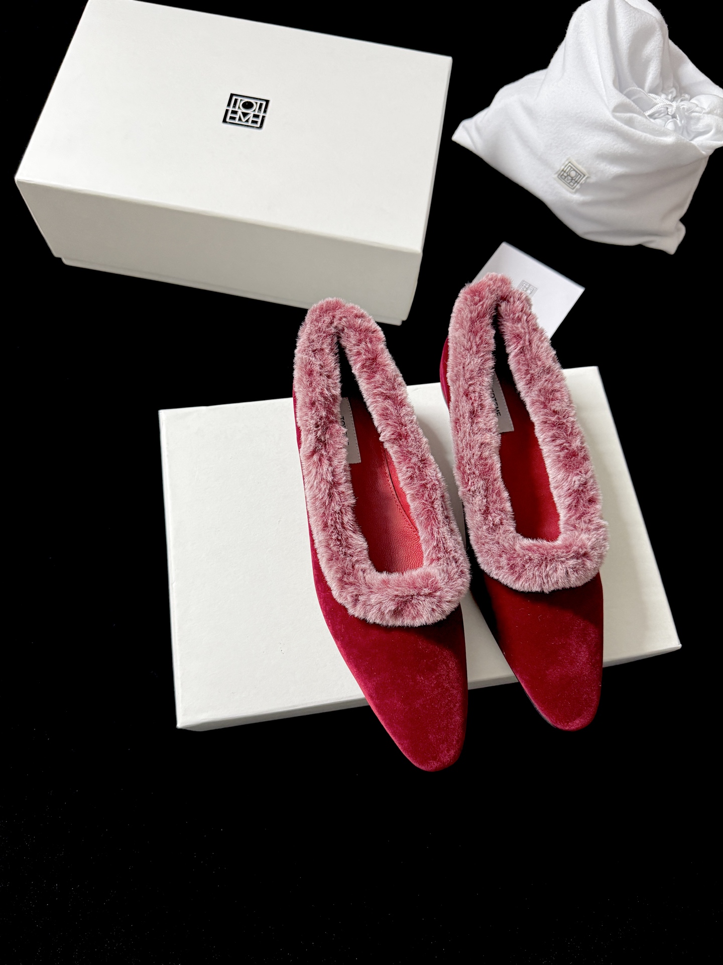 TOTEME Faux Fur Square-Toe Slides