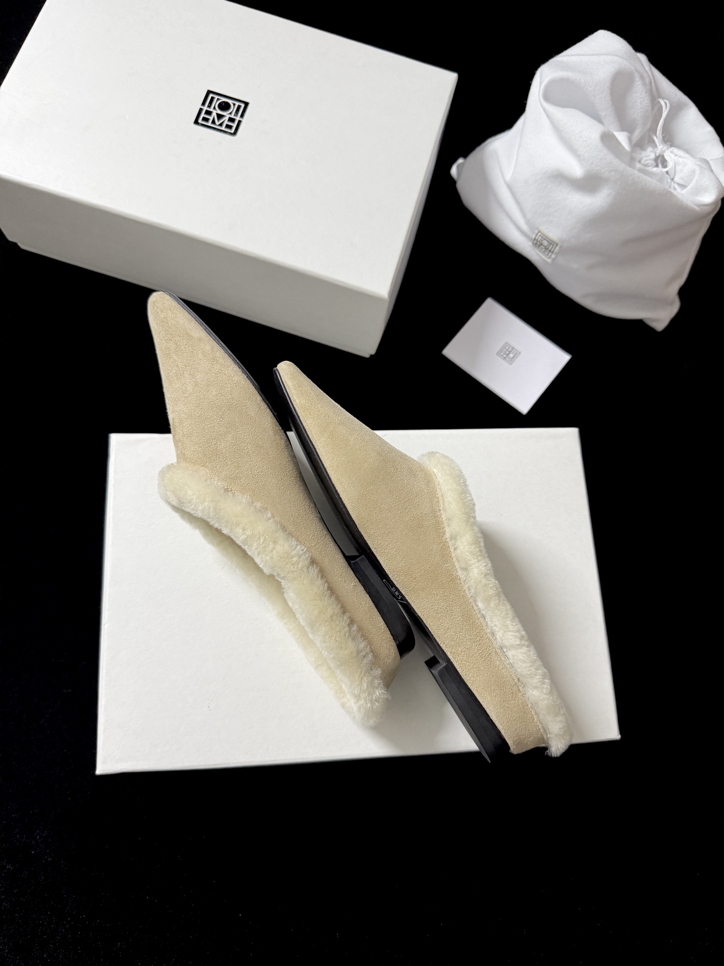 TOTEME Faux Fur Square-Toe Slides