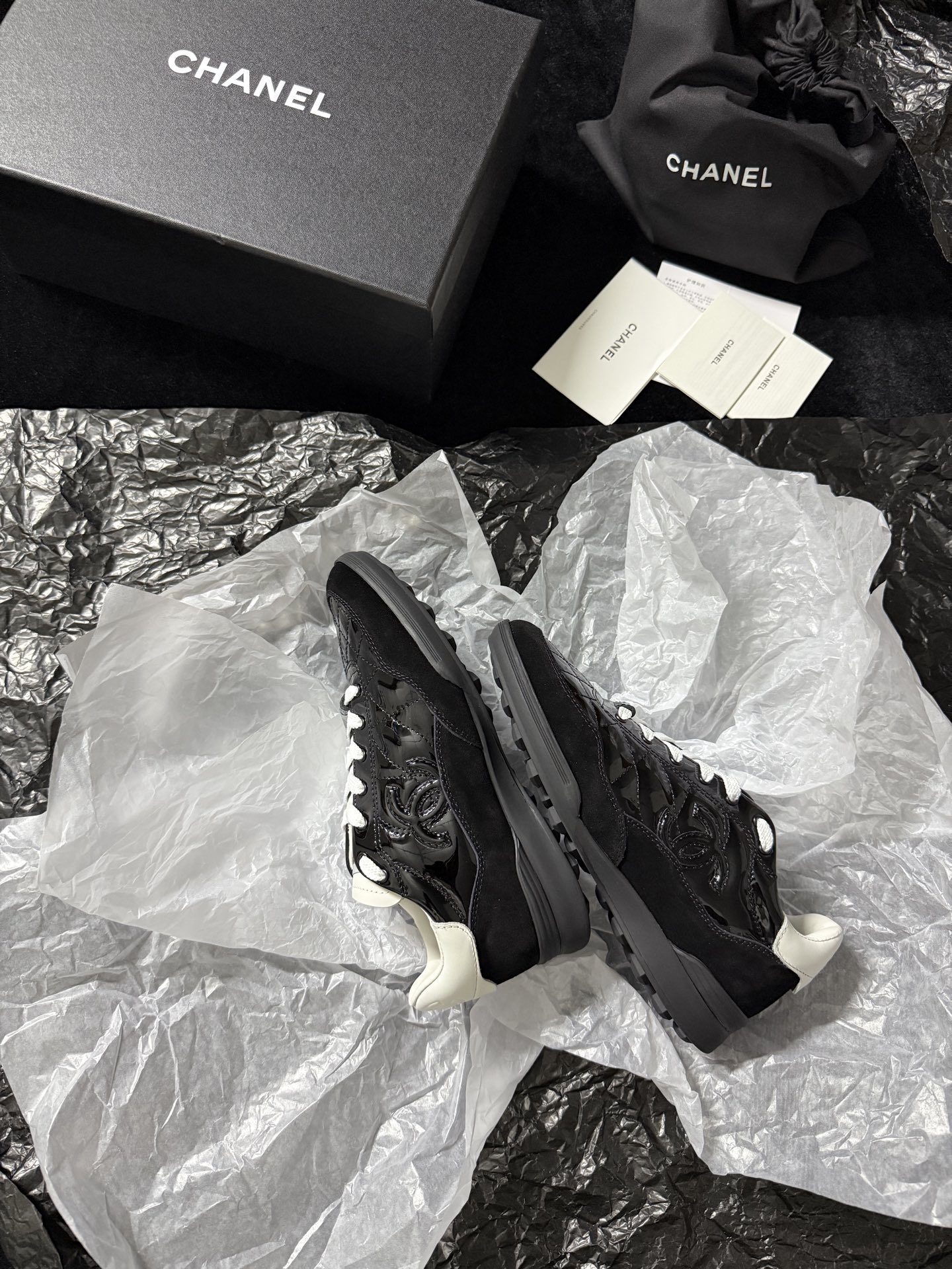 Chanel Silver Wing Sneakers