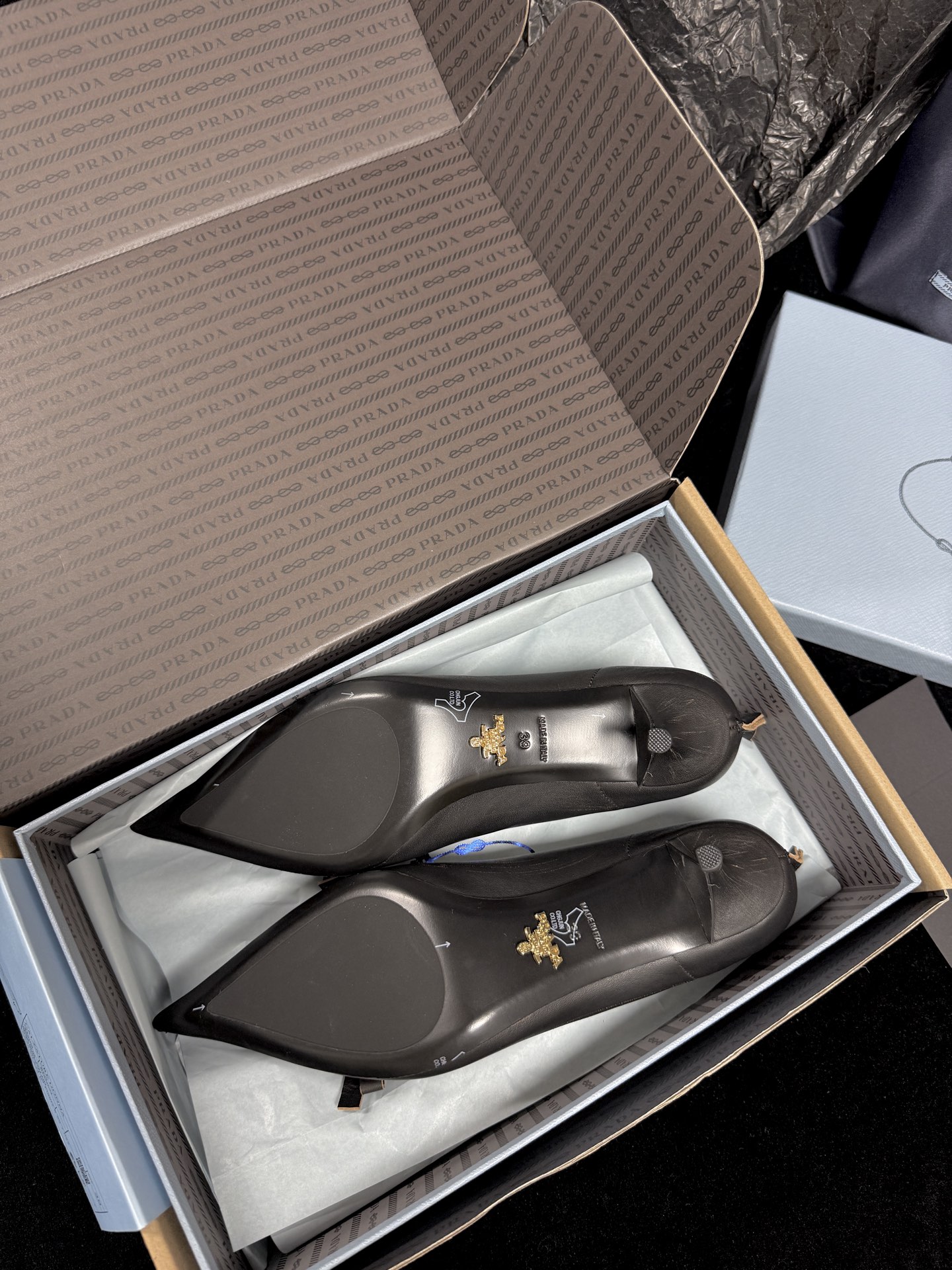 Prada Pointed-Toe Bow Flats