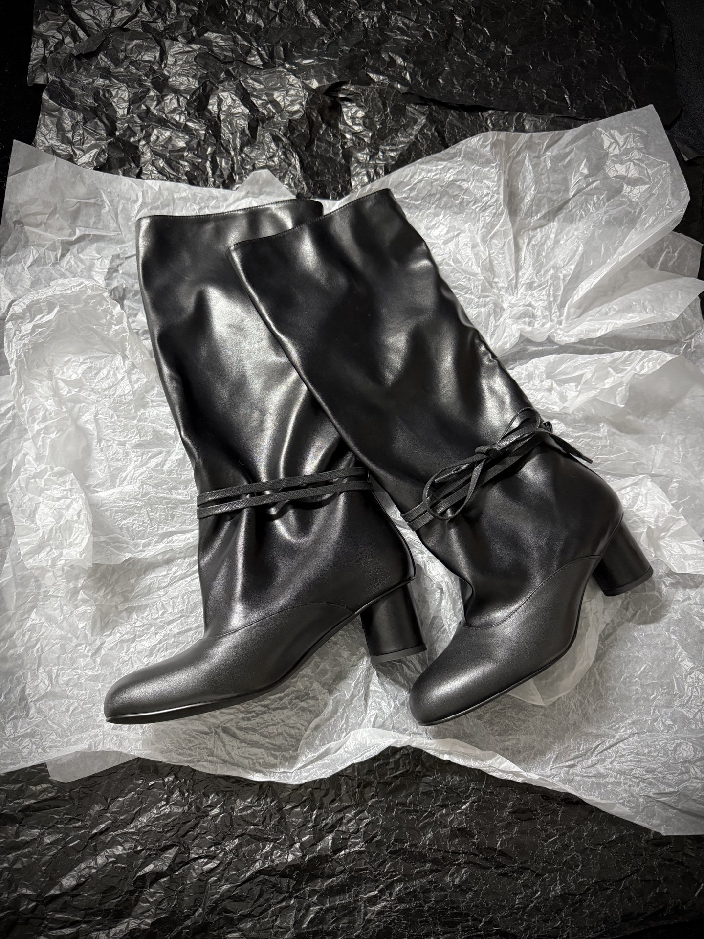 SOLESOPHY Soft Leather Mid-Calf Boots