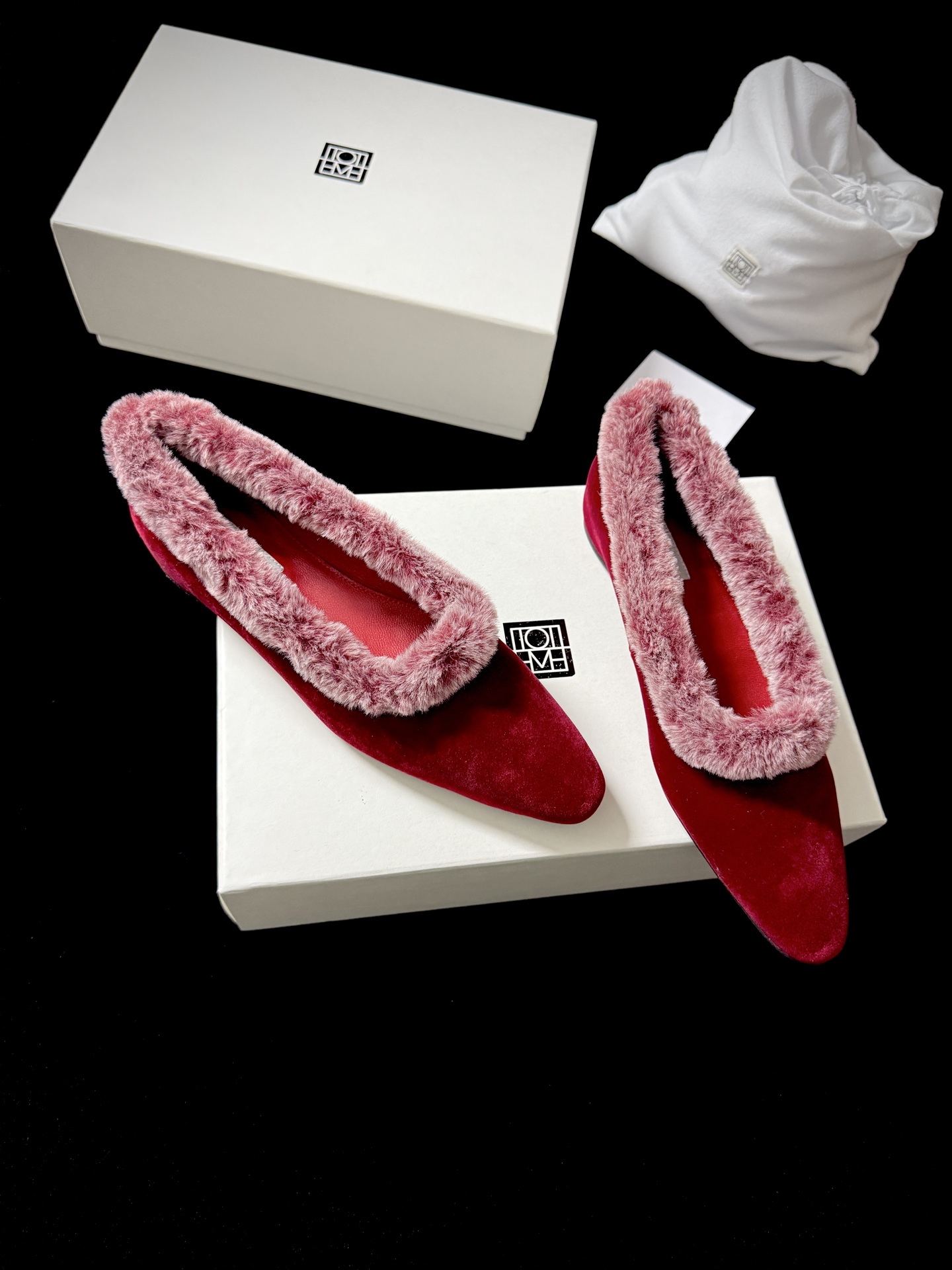 TOTEME Faux Fur Square-Toe Slides