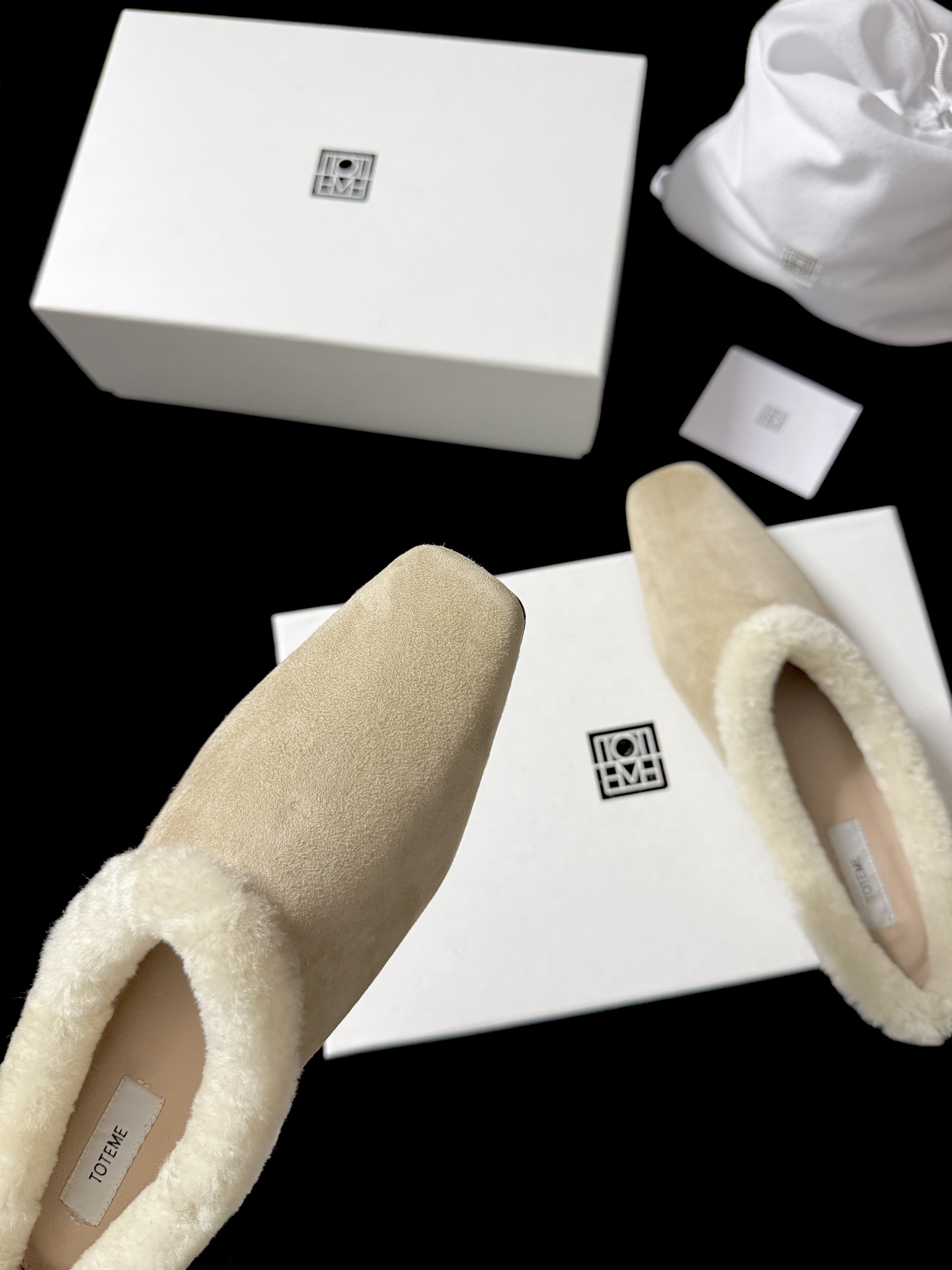 TOTEME Faux Fur Square-Toe Slides