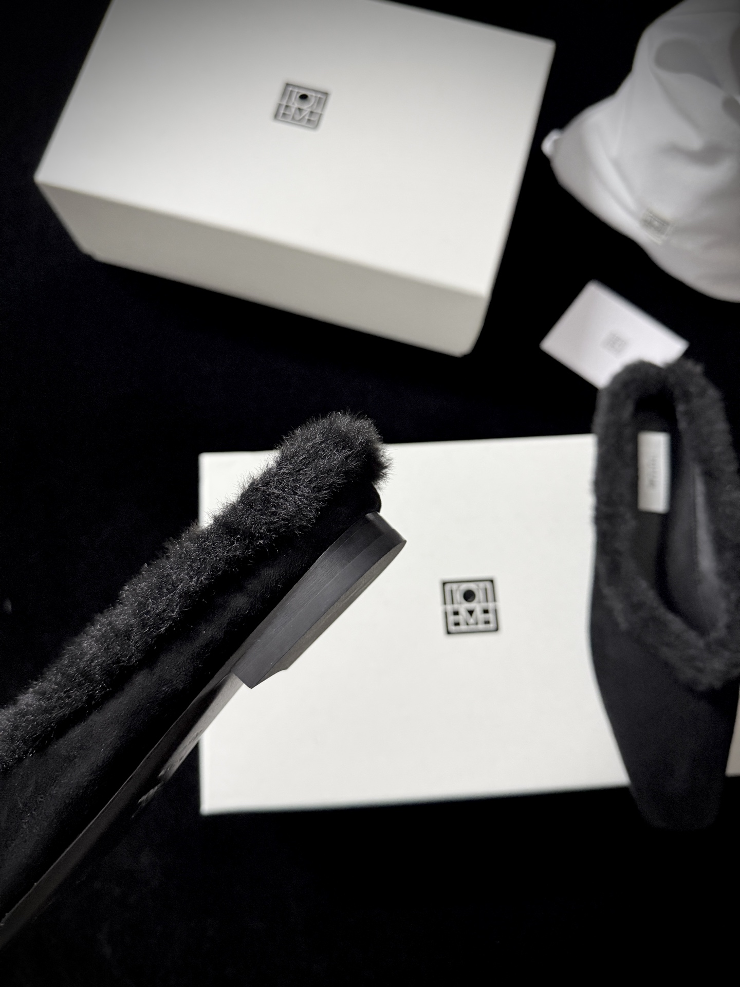 TOTEME Faux Fur Square-Toe Slides