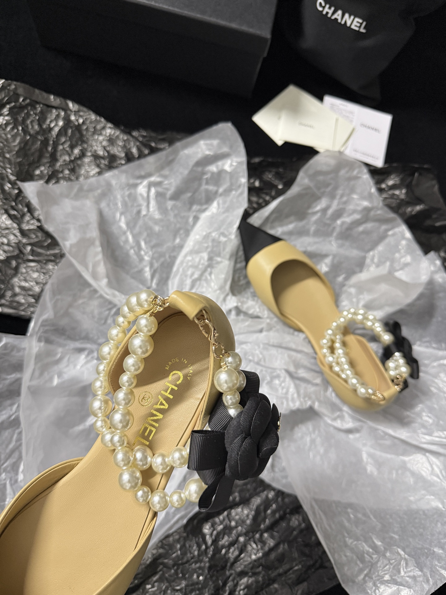 Chanel pearl-toe pointed flats