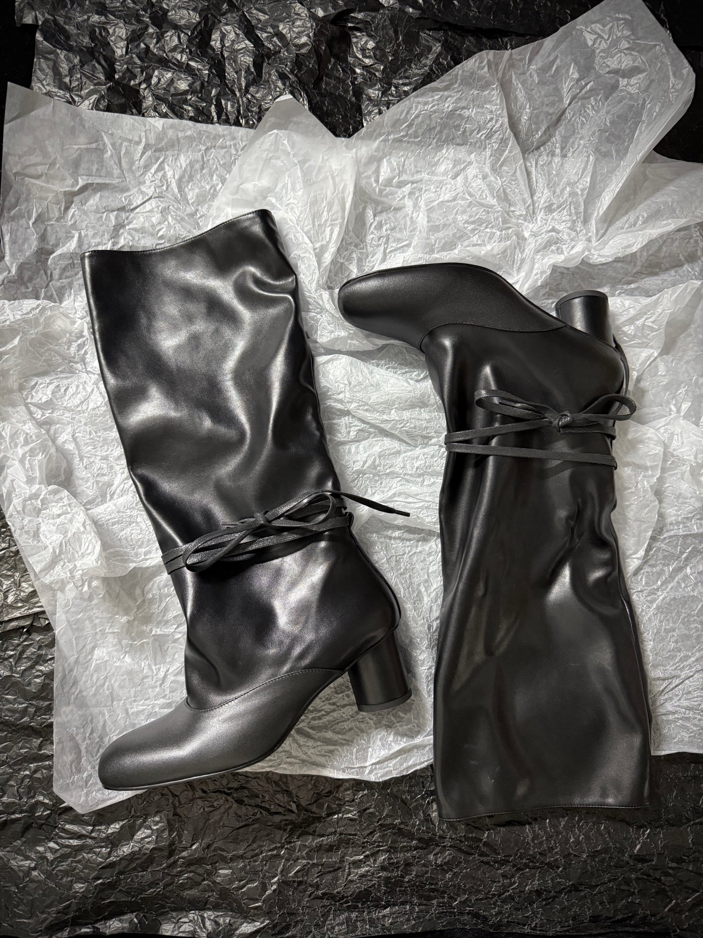 SOLESOPHY Soft Leather Mid-Calf Boots