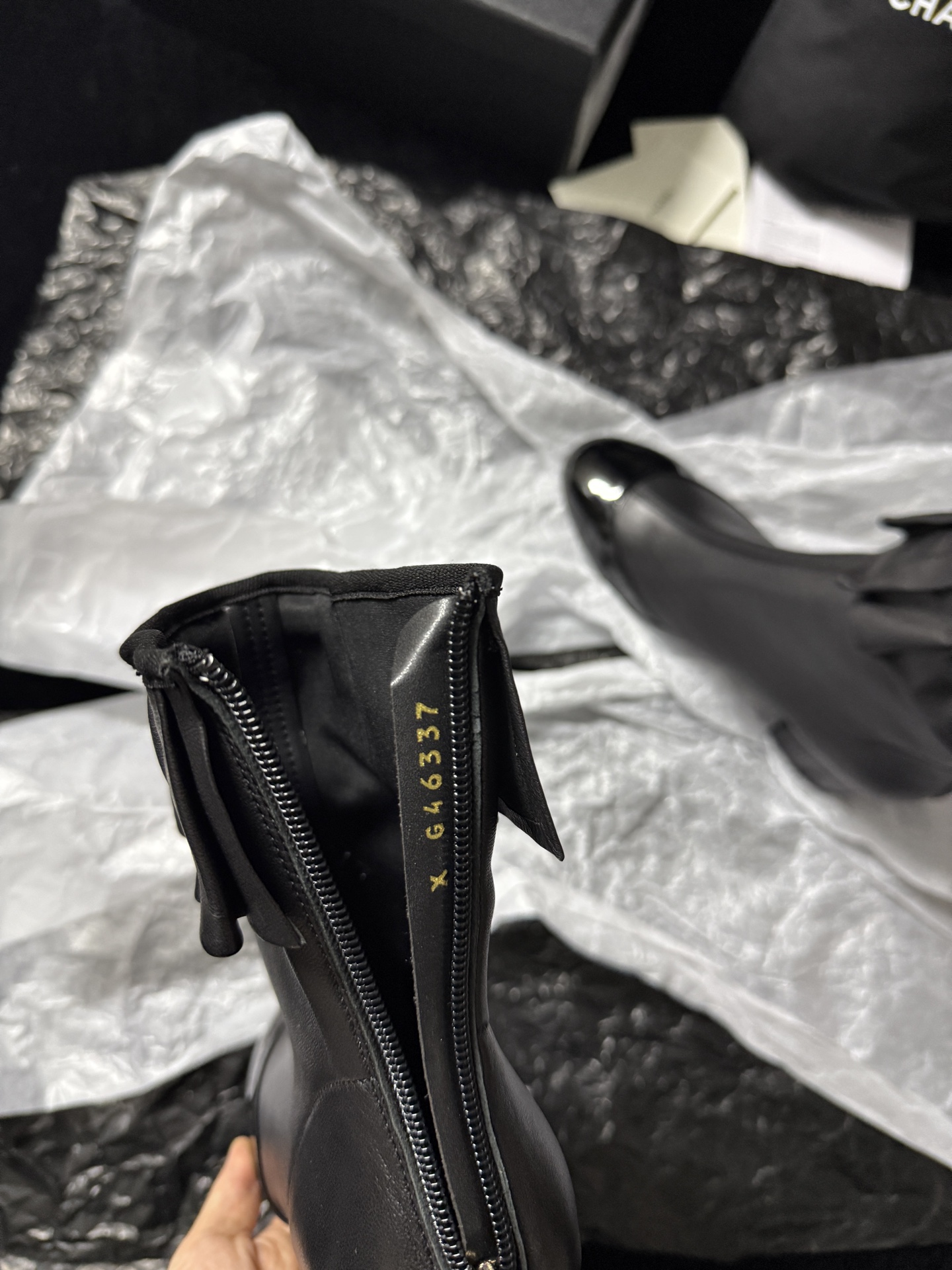 Chanel ruffled ankle boots