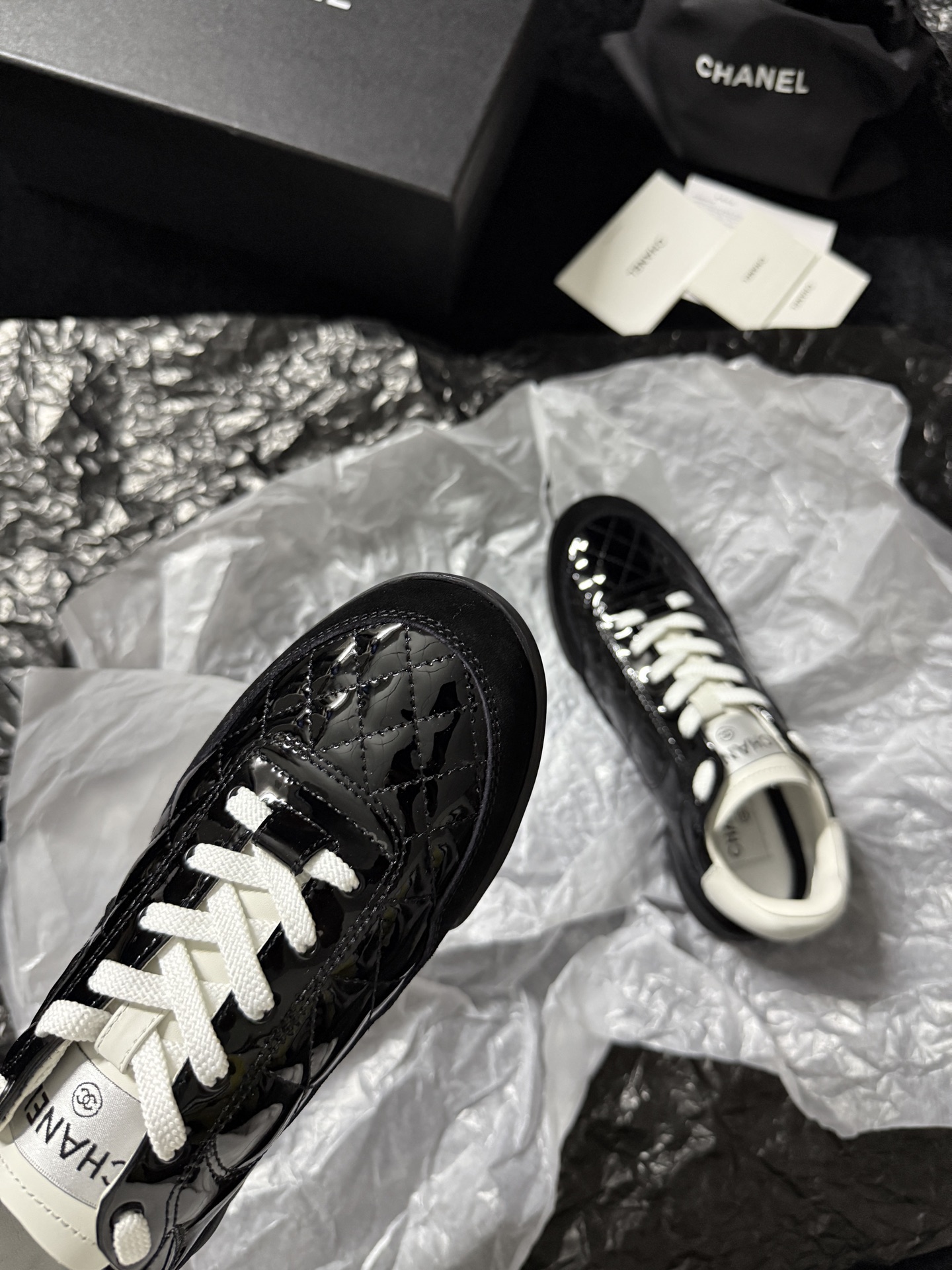 Chanel Silver Wing Sneakers