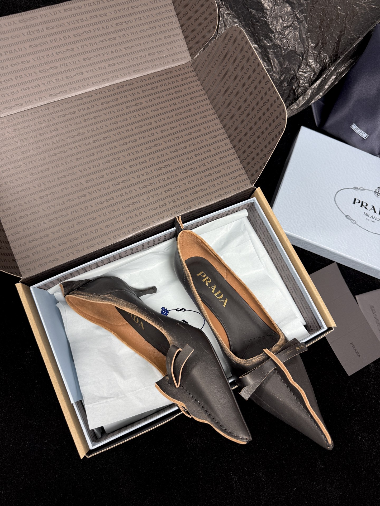 Prada Pointed-Toe Bow Flats