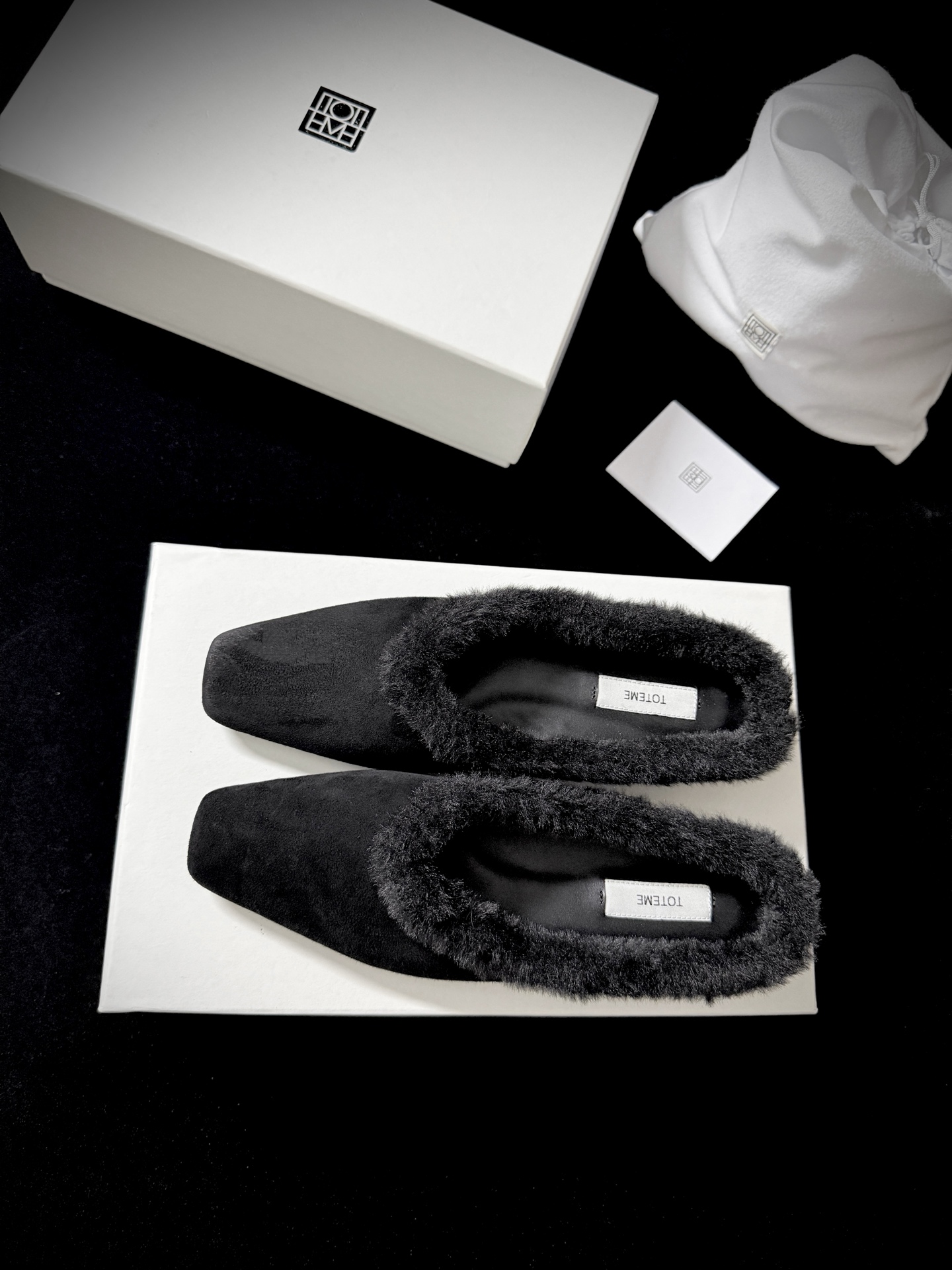 TOTEME Faux Fur Square-Toe Slides